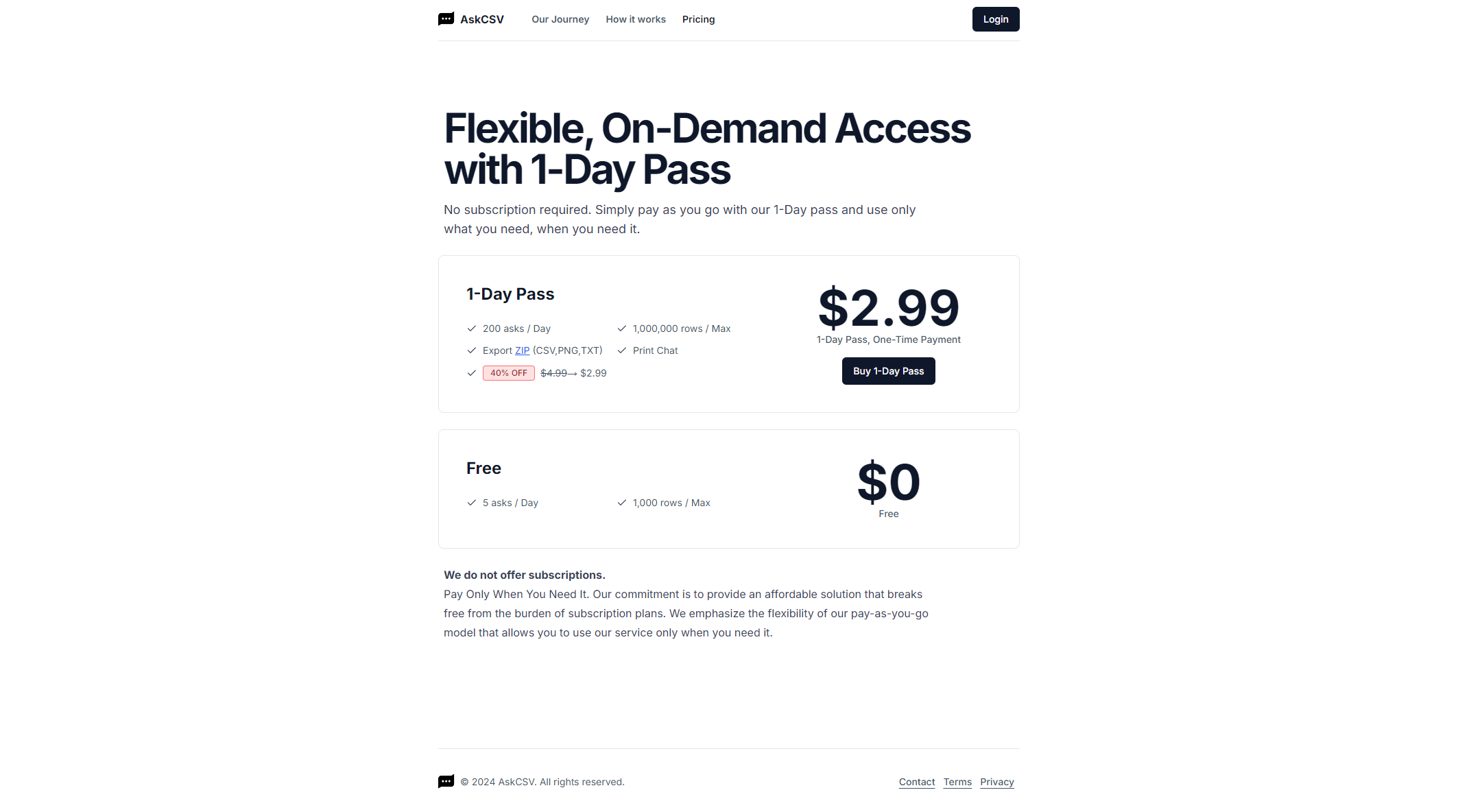 AskCSV价格方案页
