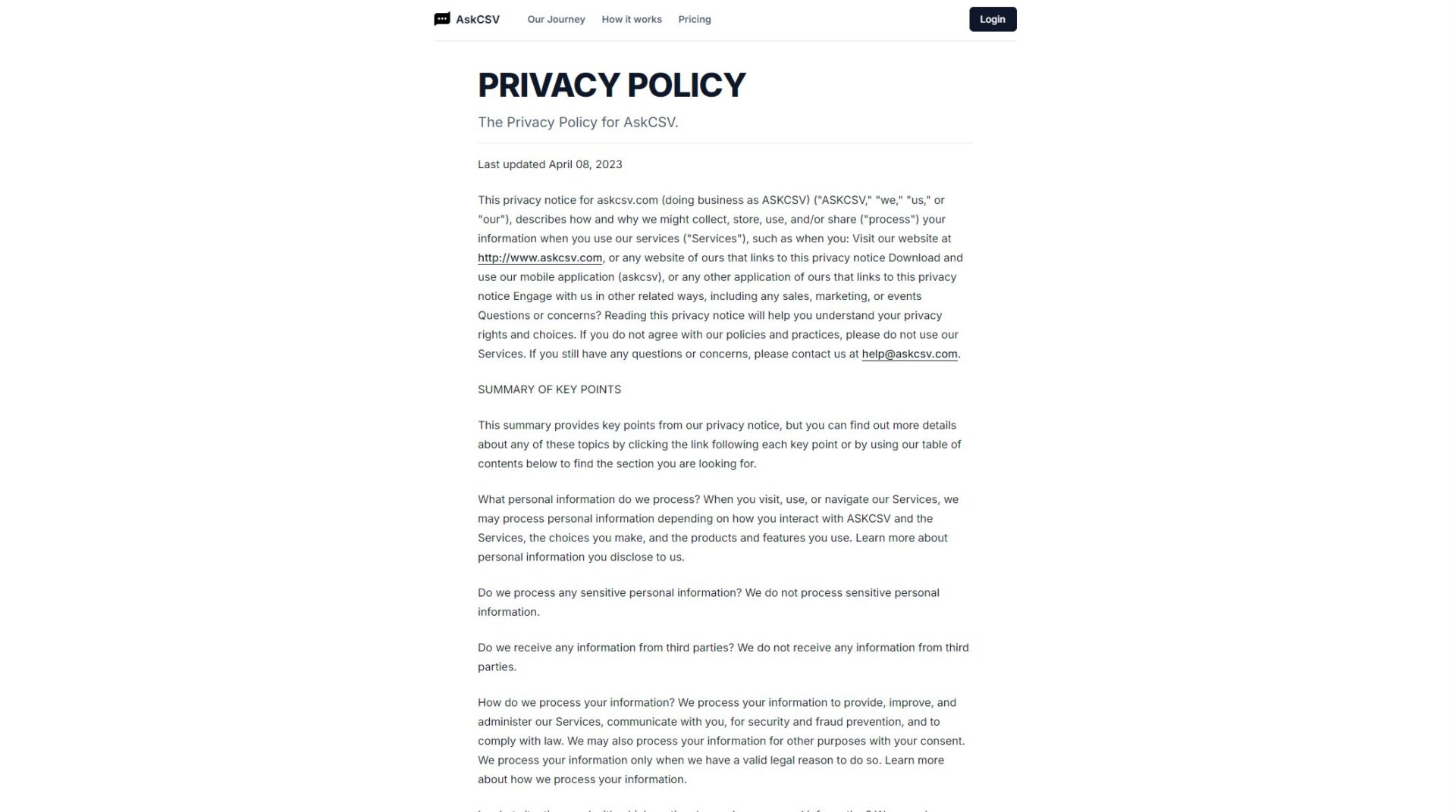 AskCSV隐私政策