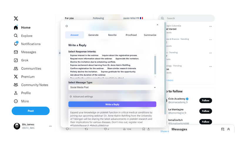Social GPT Chrome Extension使用界面