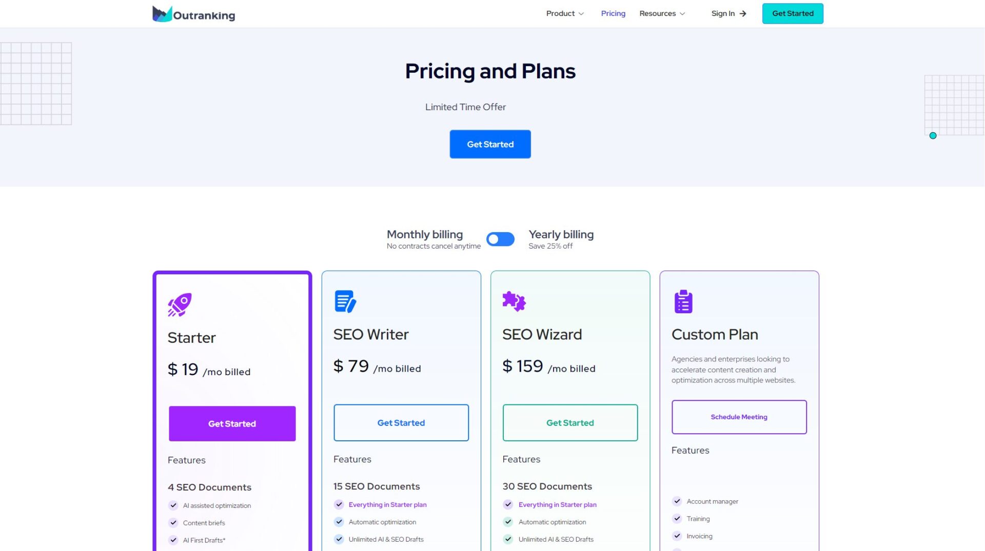 Outranking价格方案页