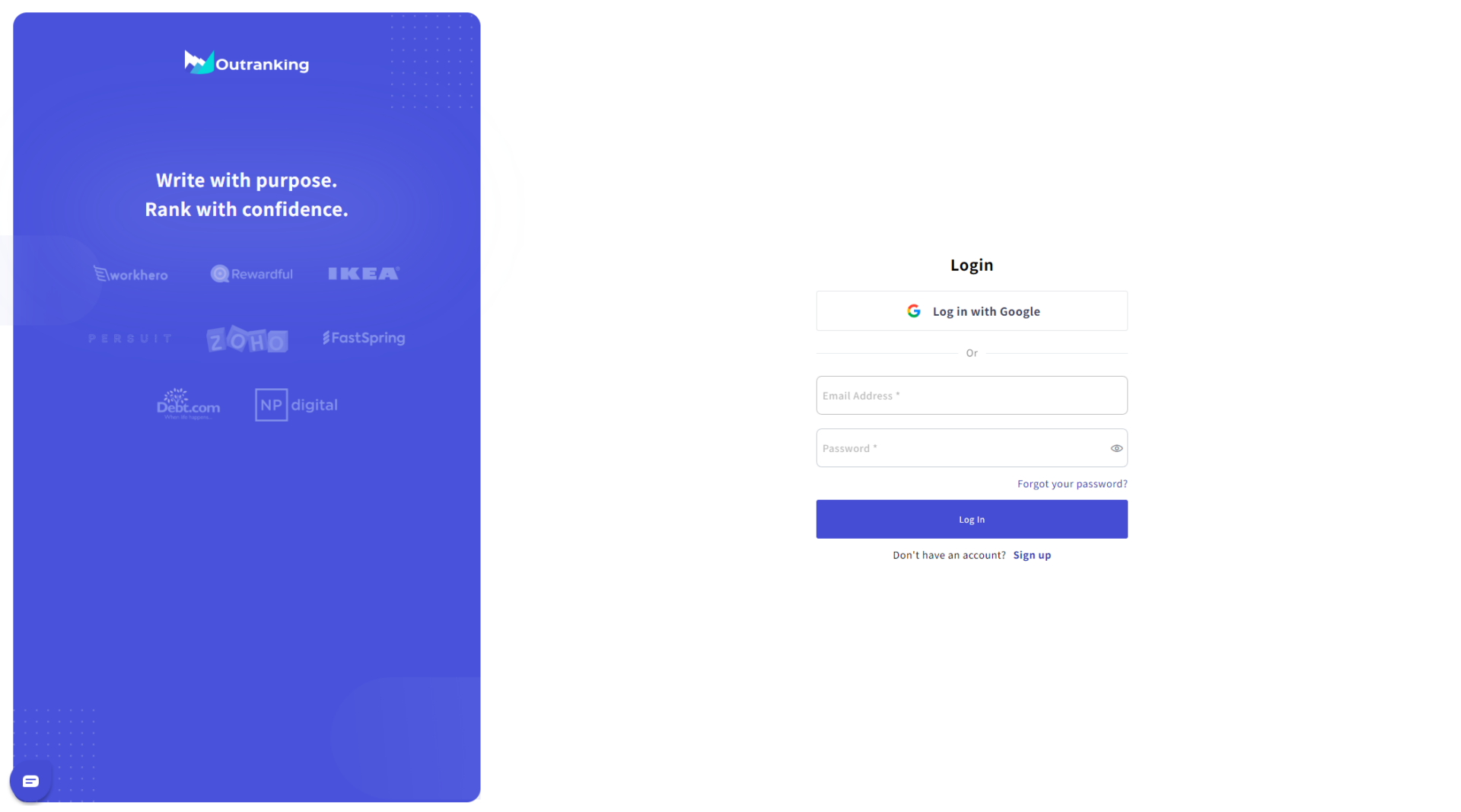 Outranking注册登录页