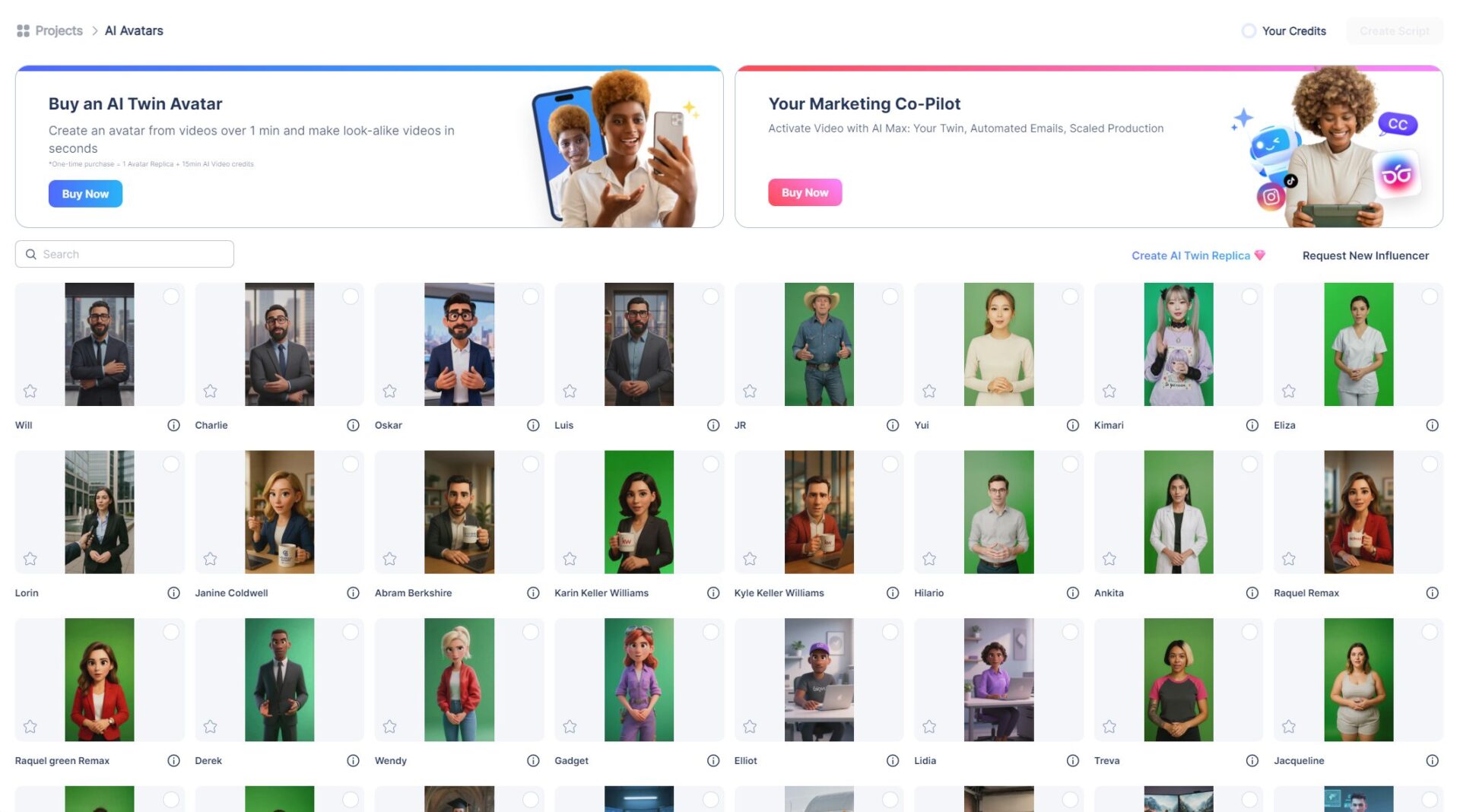 BIGVU虚拟形象生成界面