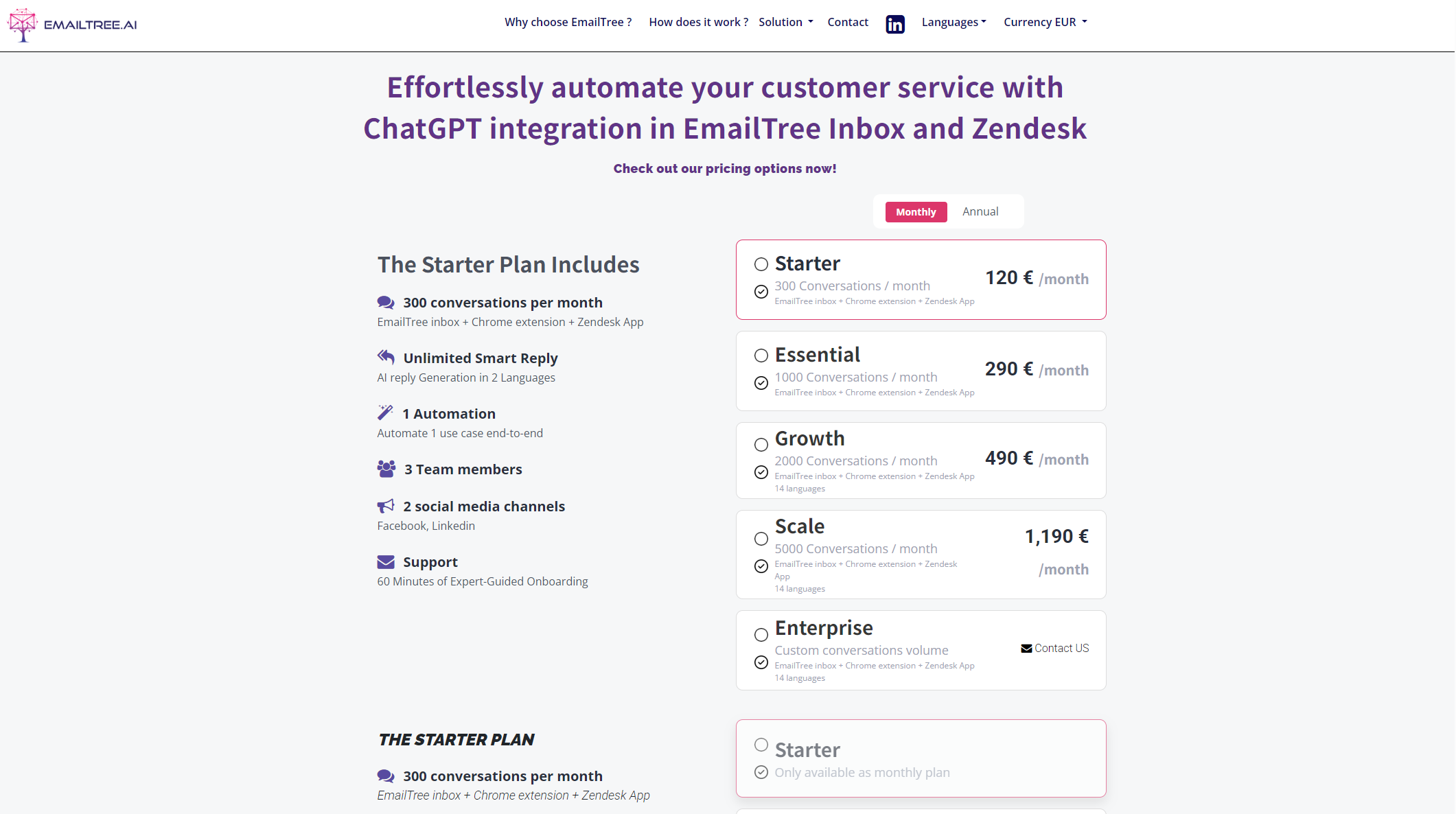 EmailTree.ai价格方案页