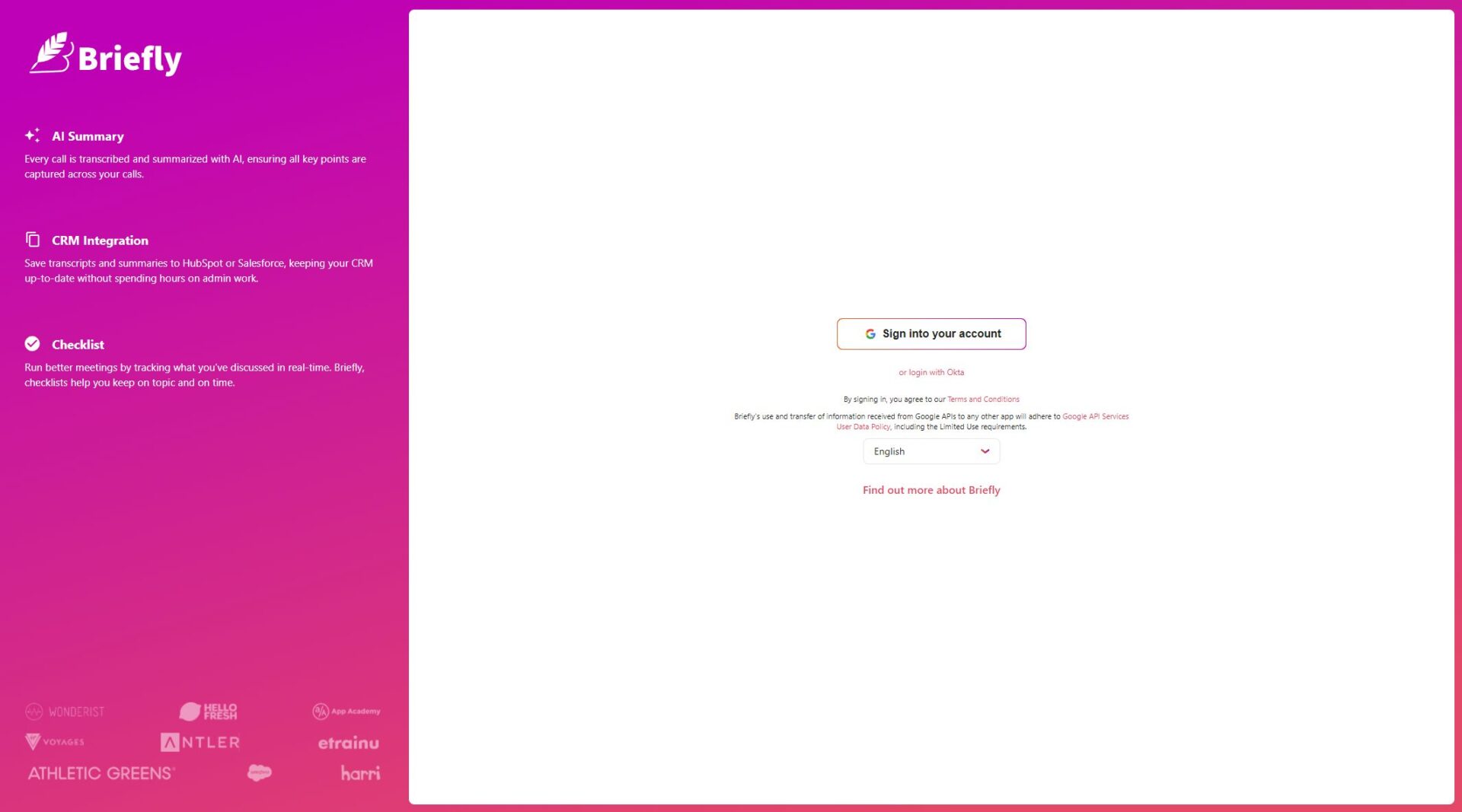 BrieflyAI注册登录页