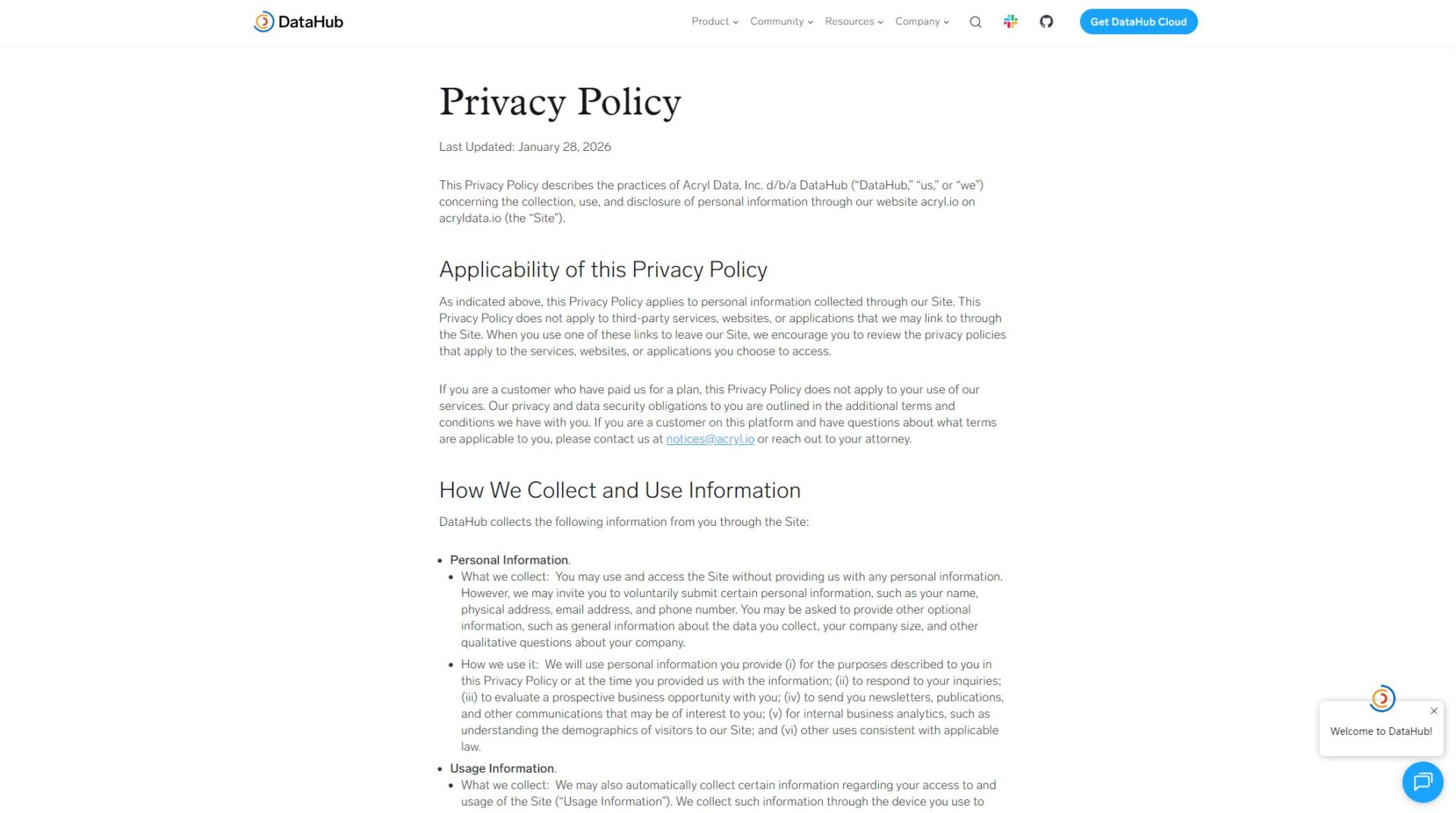 DataHub隐私政策