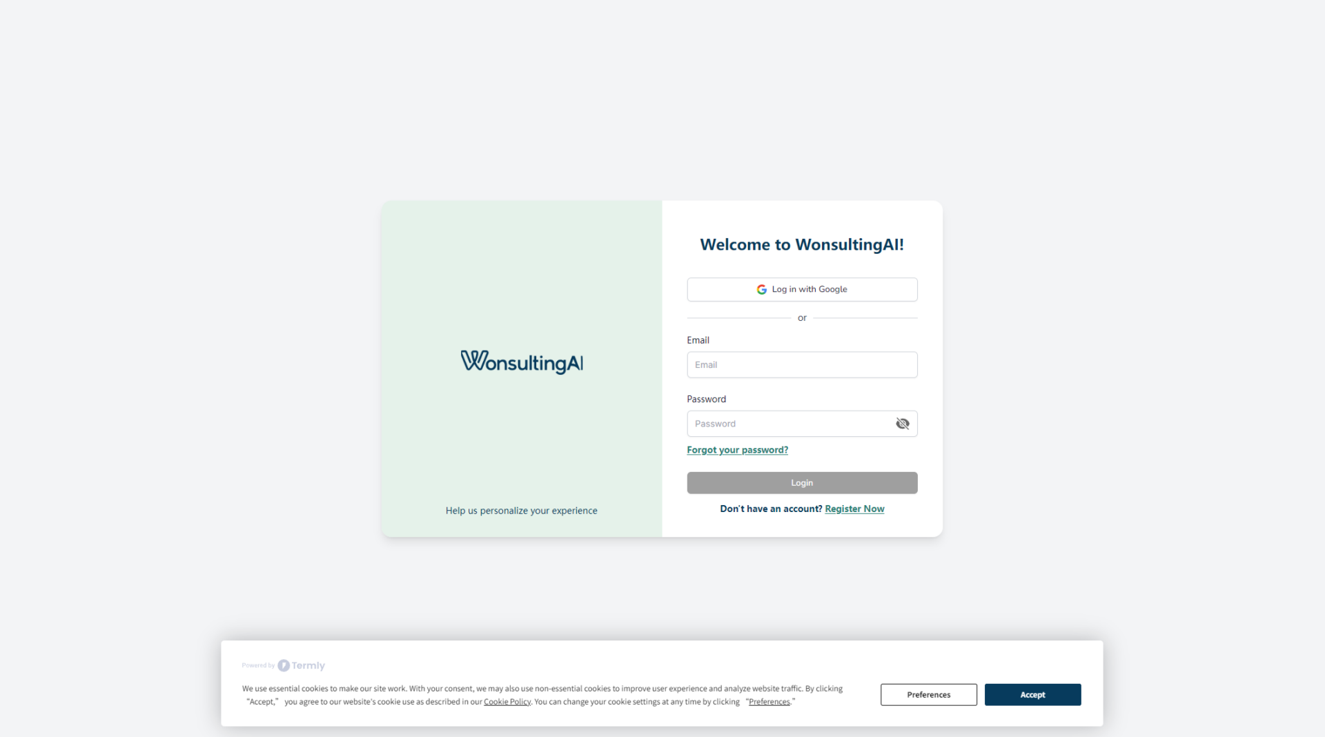 Wonsulting注册登录页