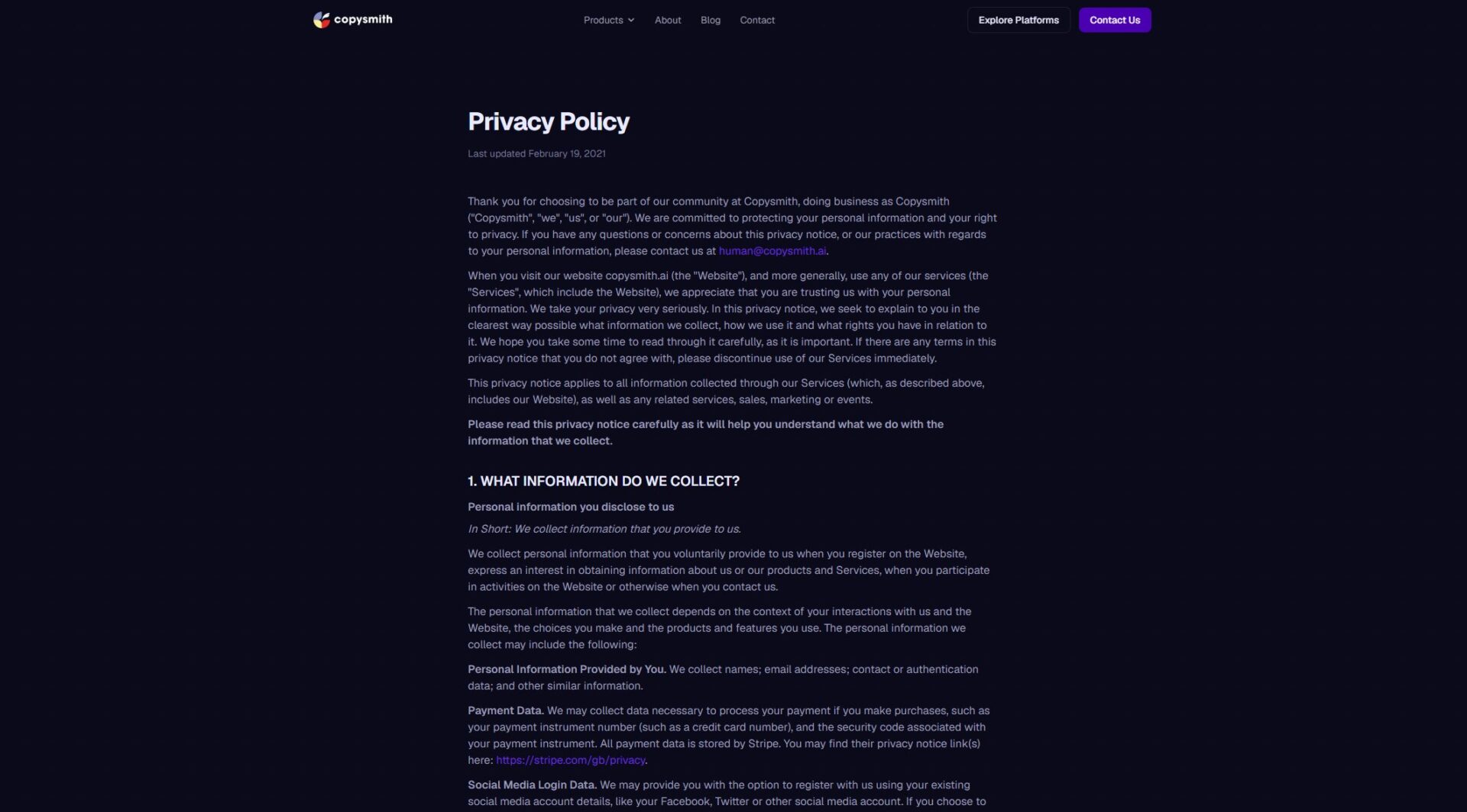 Copysmith隐私政策