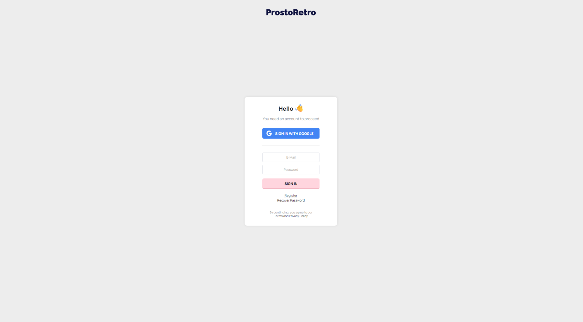 ProstoRetro注册登录页