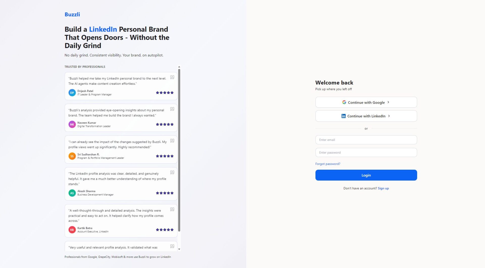 Buzzli注册登录页