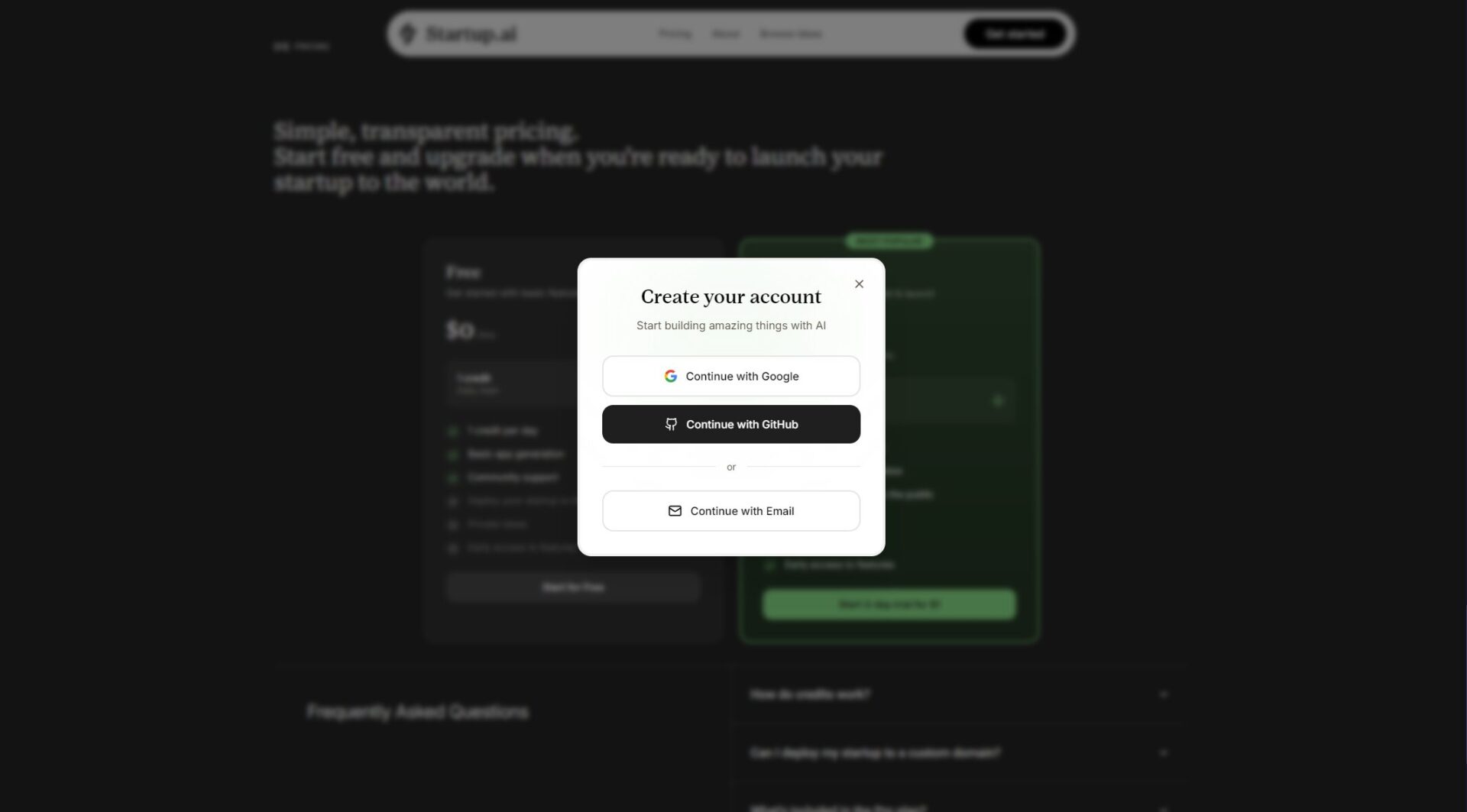 Startup.ai注册登录页