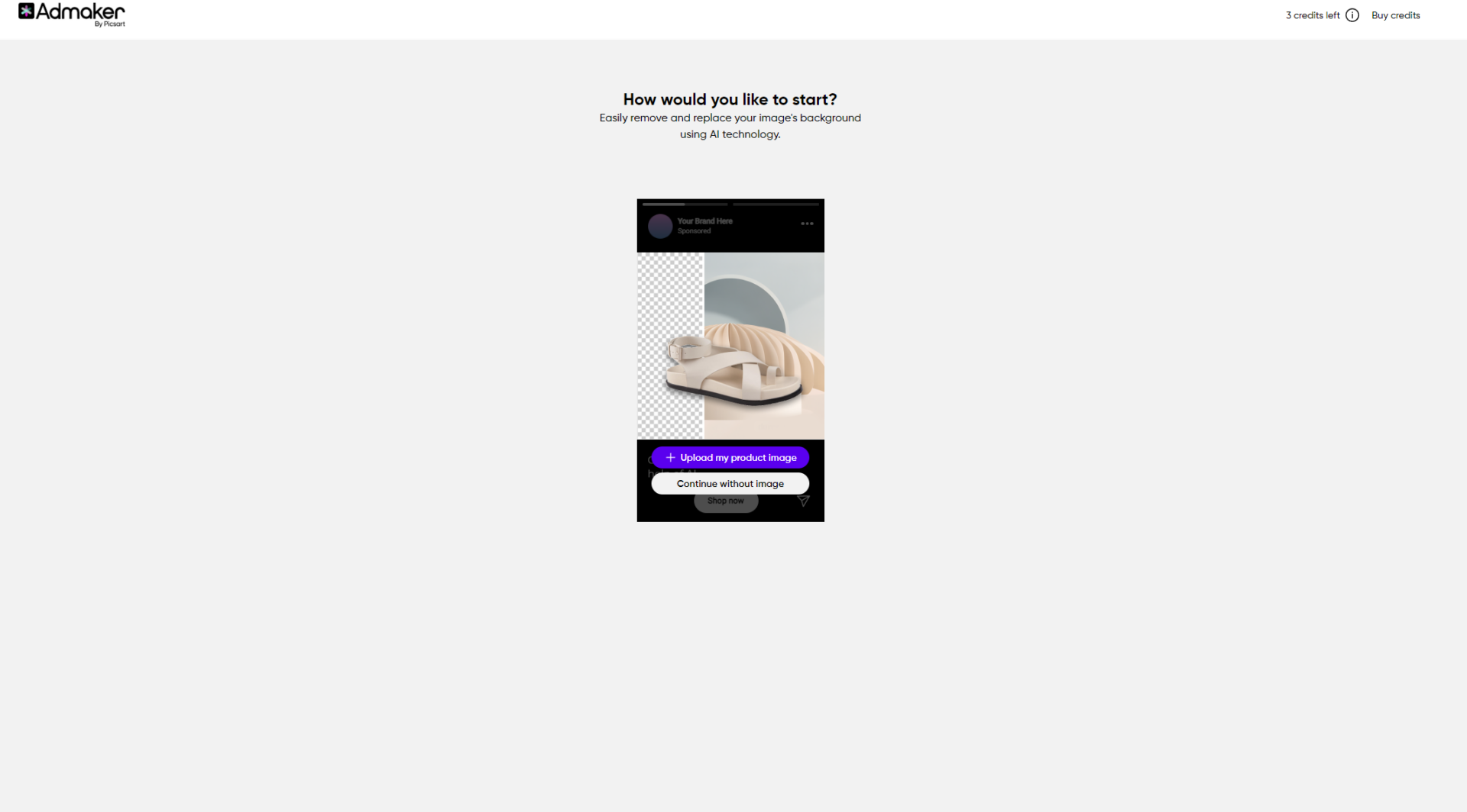 Admaker by Picsart使用页