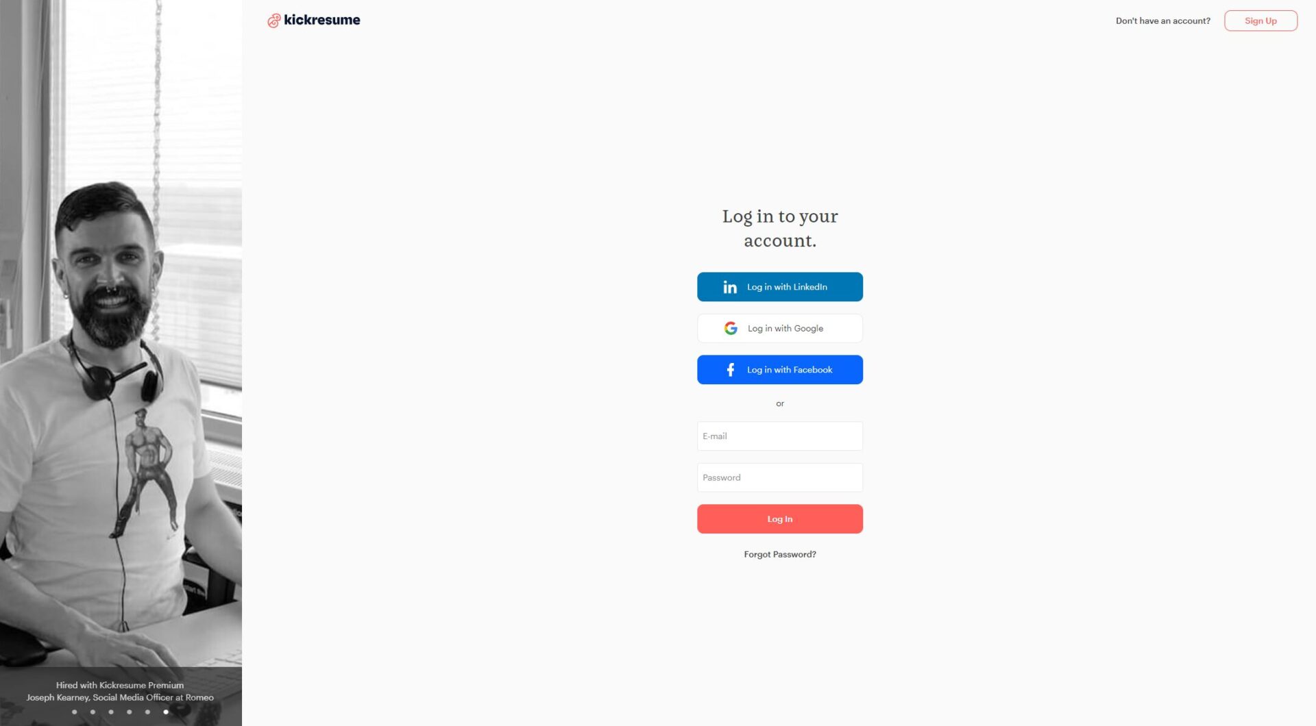 Kickresume AI注册登录页