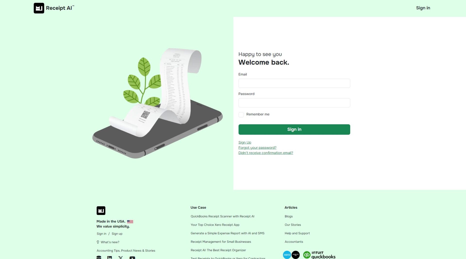 Receipt-AI注册登录页