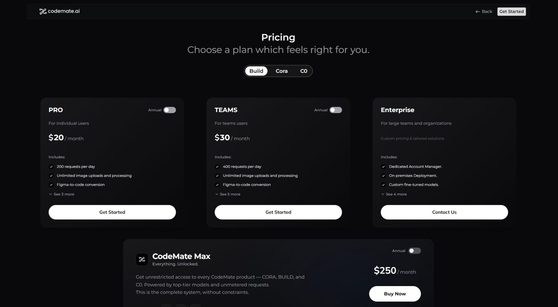 CodeMate定价页面截图