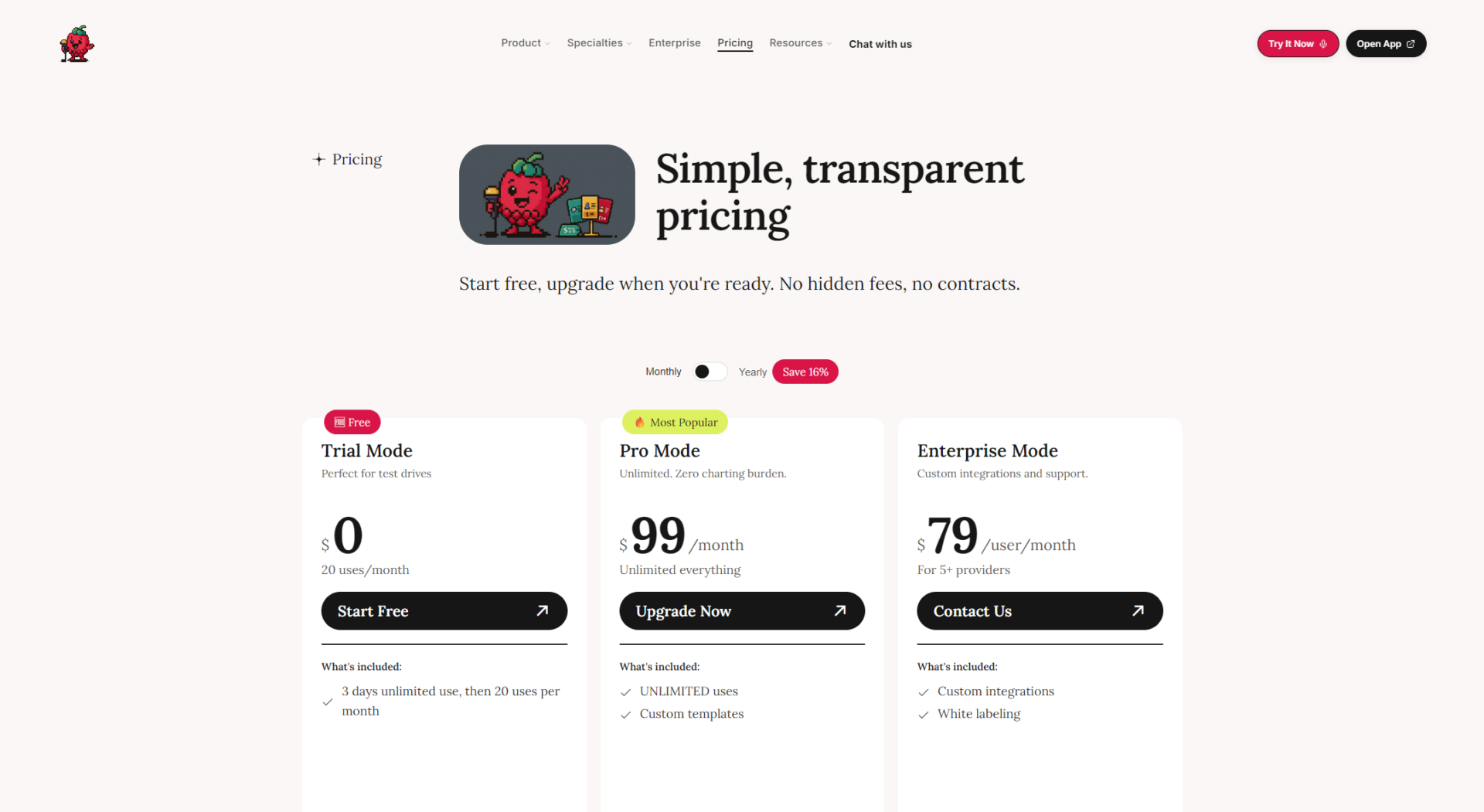 Scribeberry价格方案页