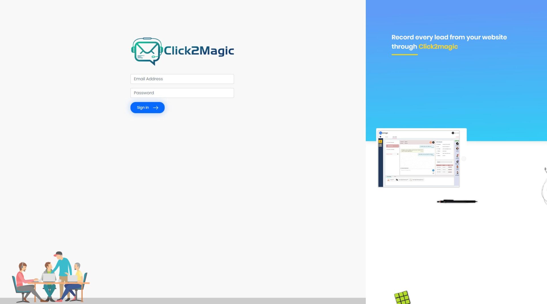 Click2Magic注册登录页