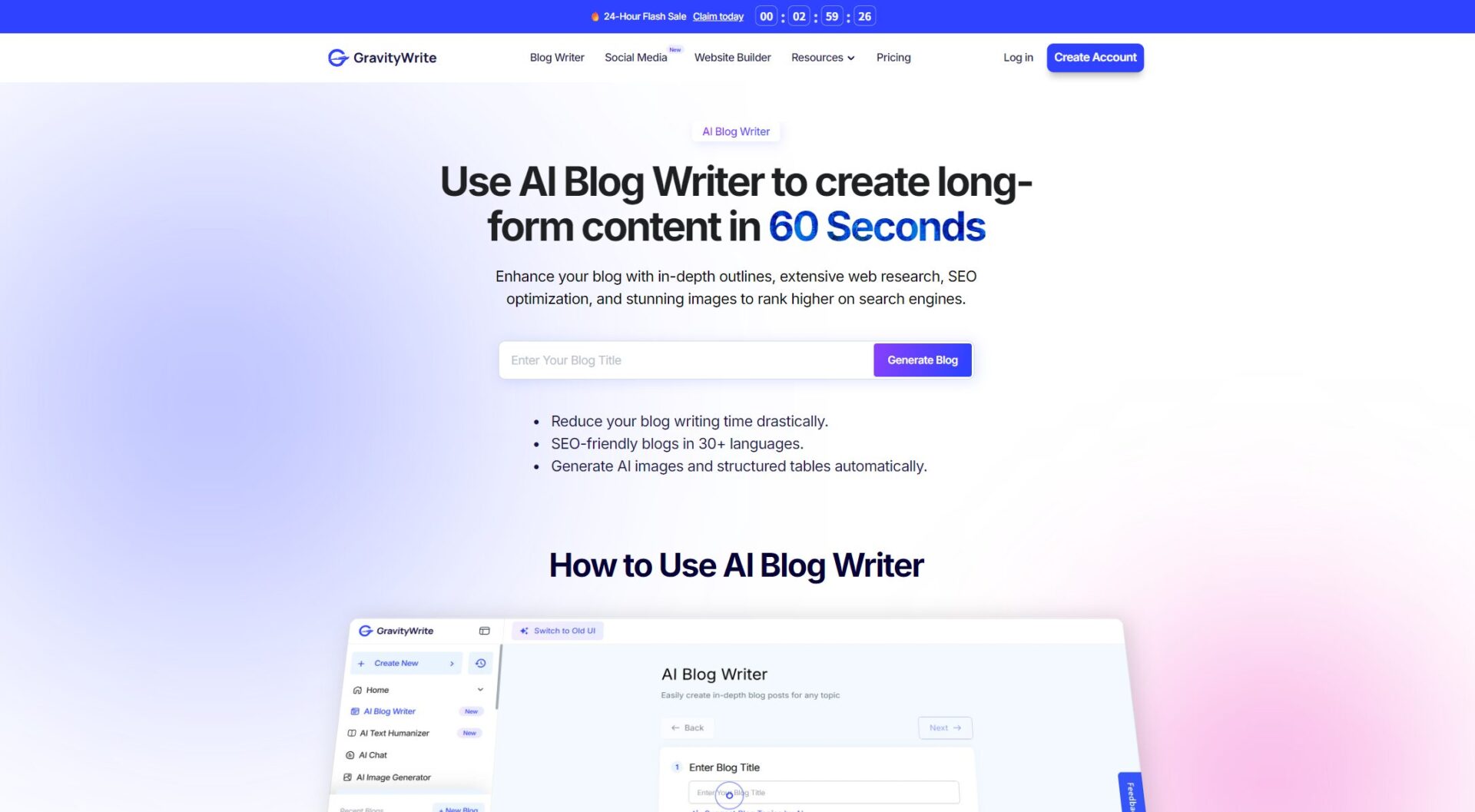 GravityWriteAI博客生成器