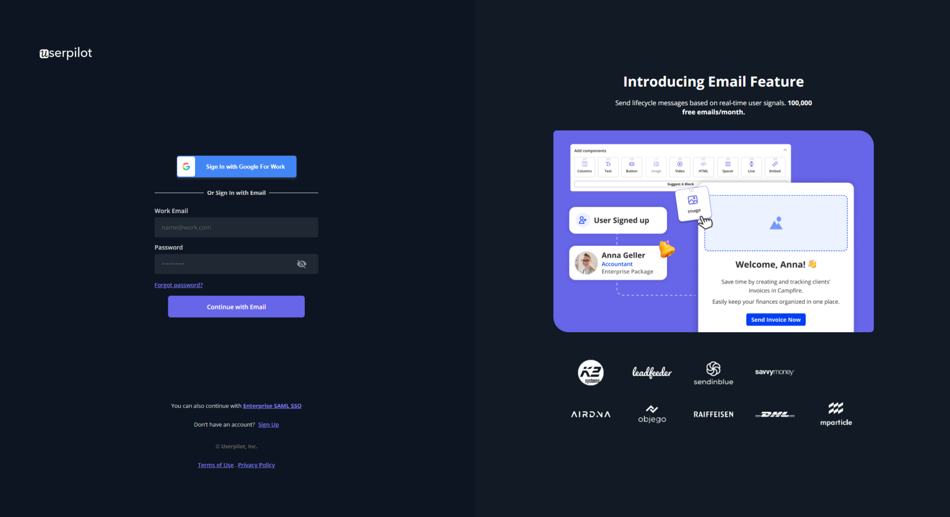 Userpilot注册登录页
