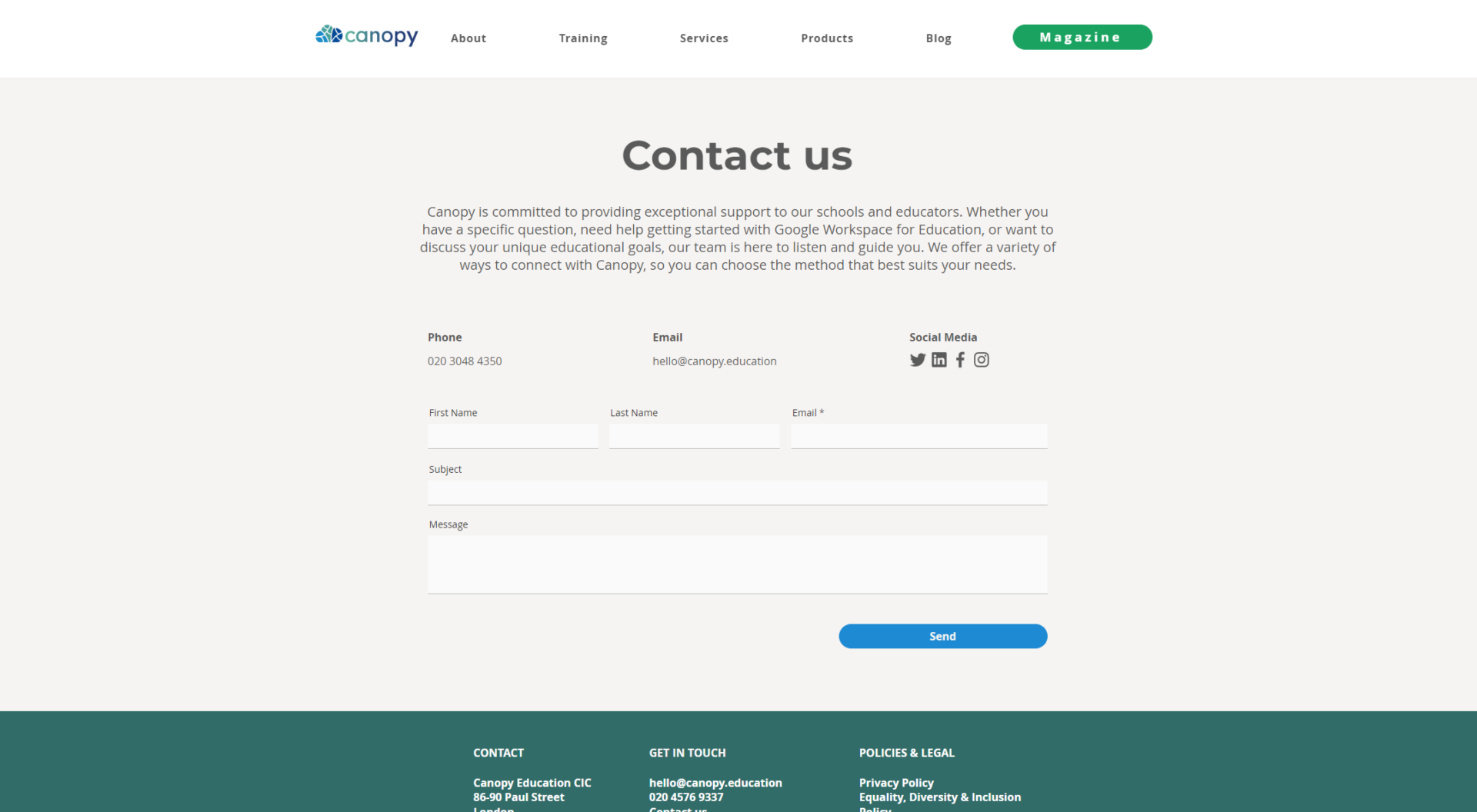 Canopy Directory联系页