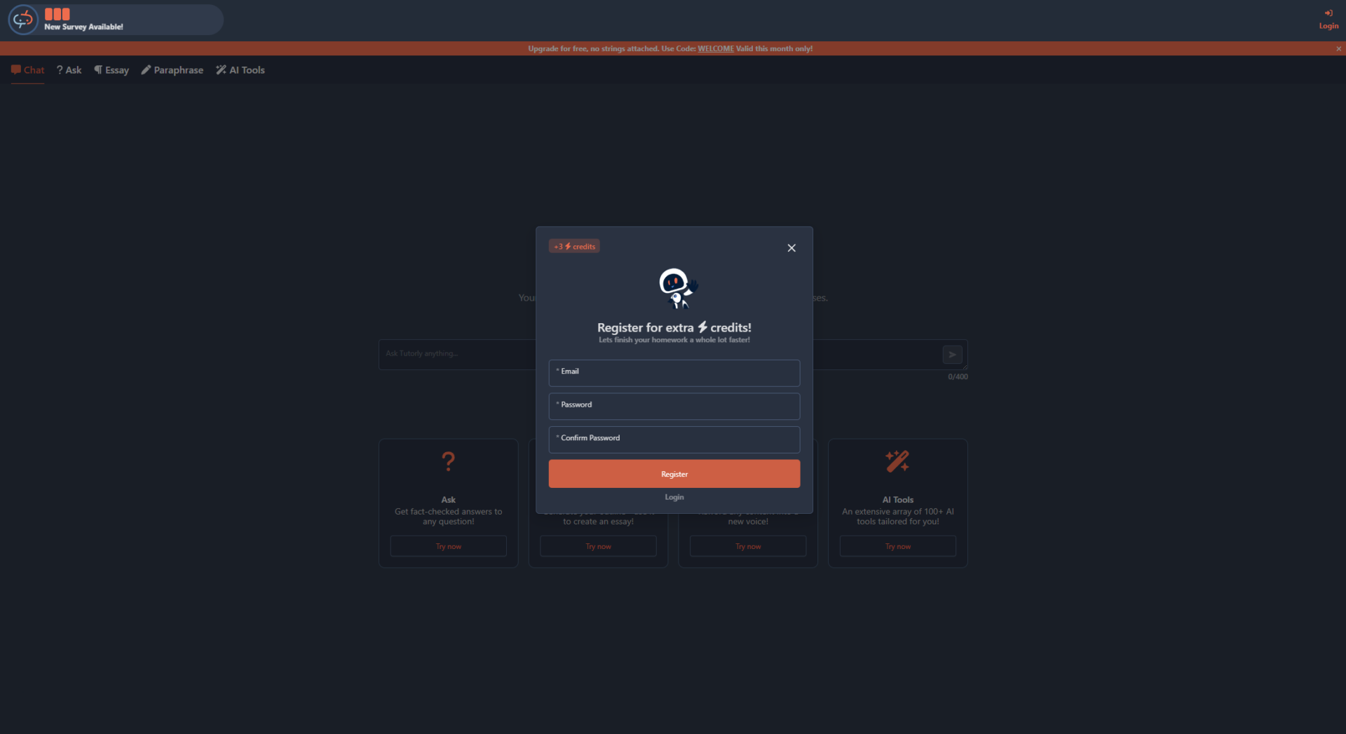 Tutorly.ai注册登录页