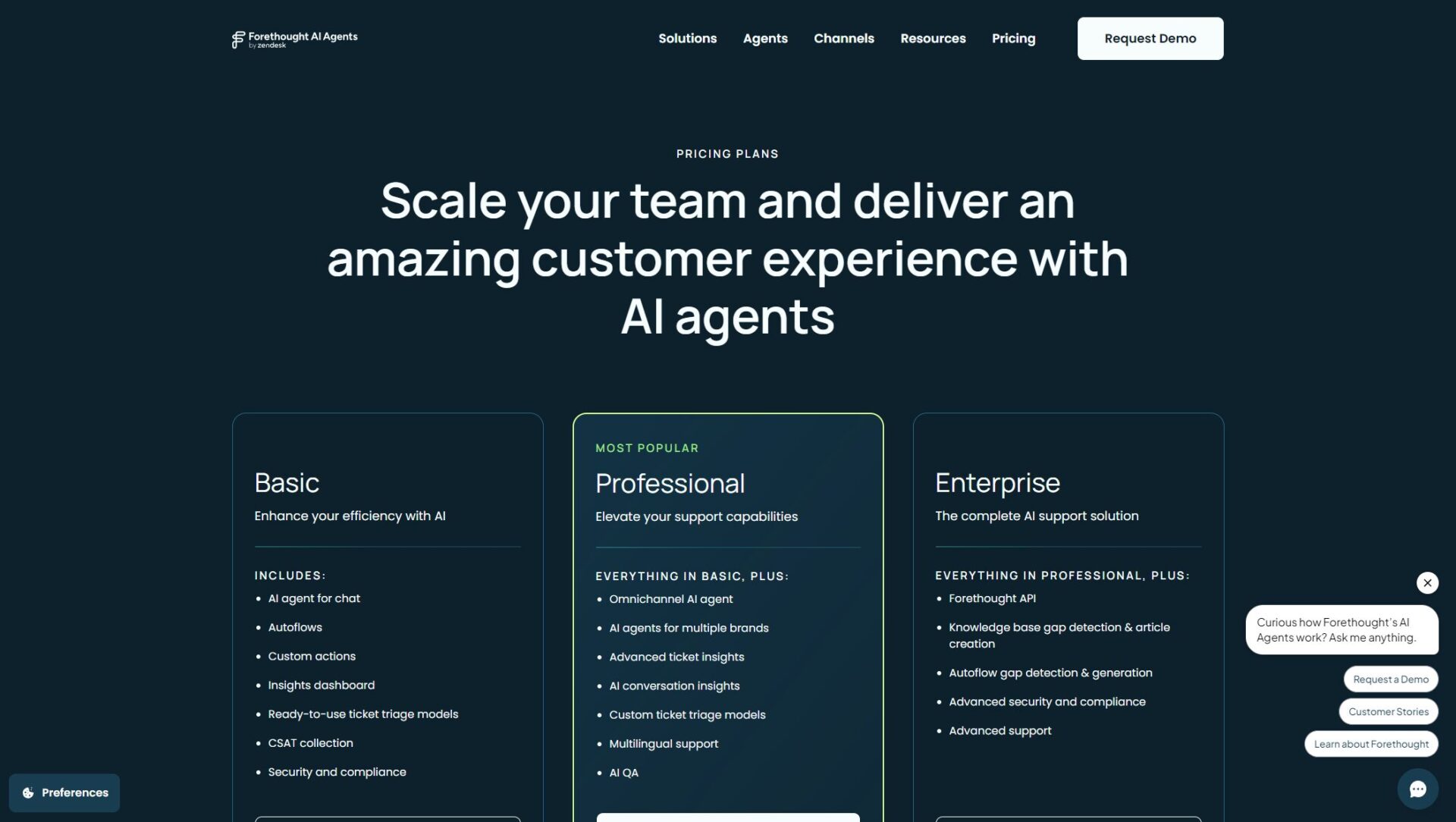 Forethought价格方案页