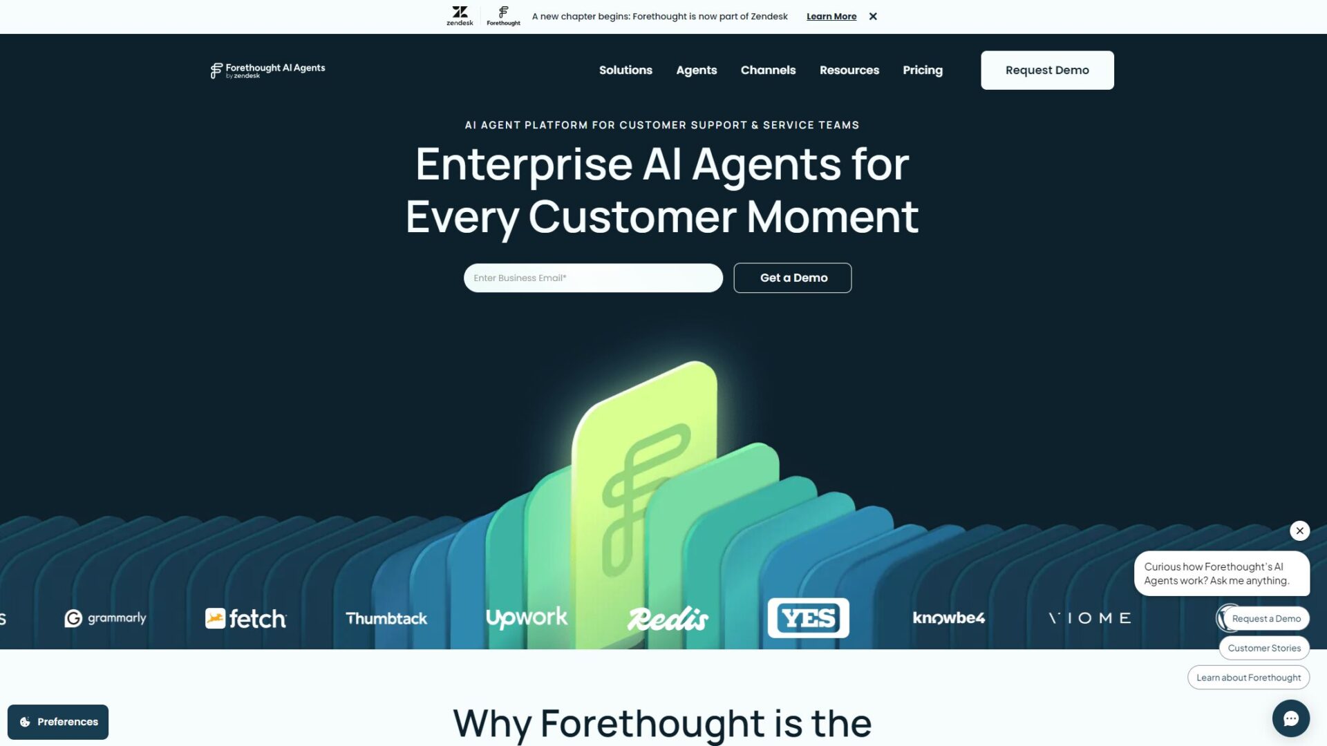 Forethought官网首页截图