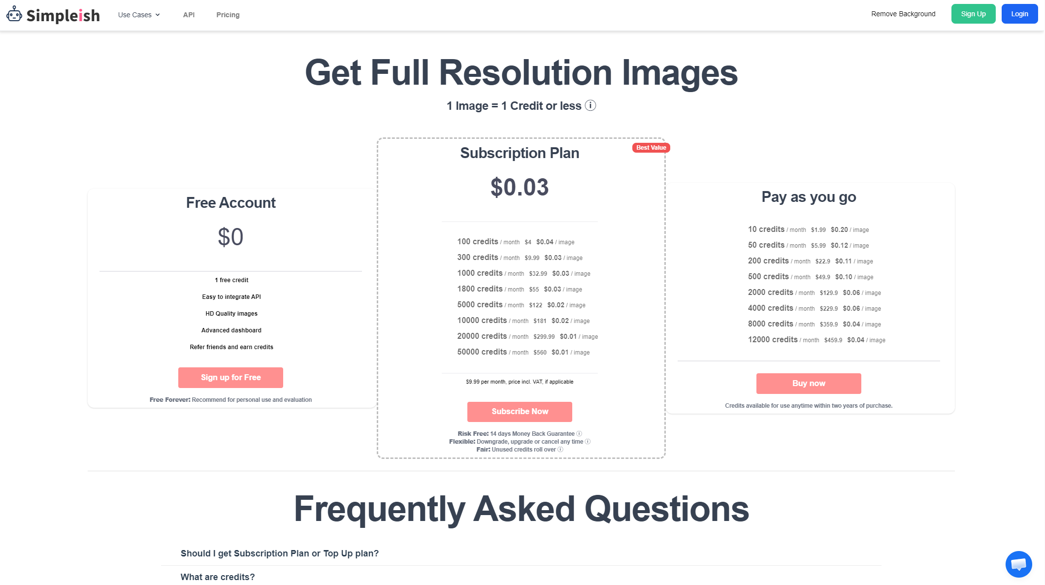 Simpleish价格方案页