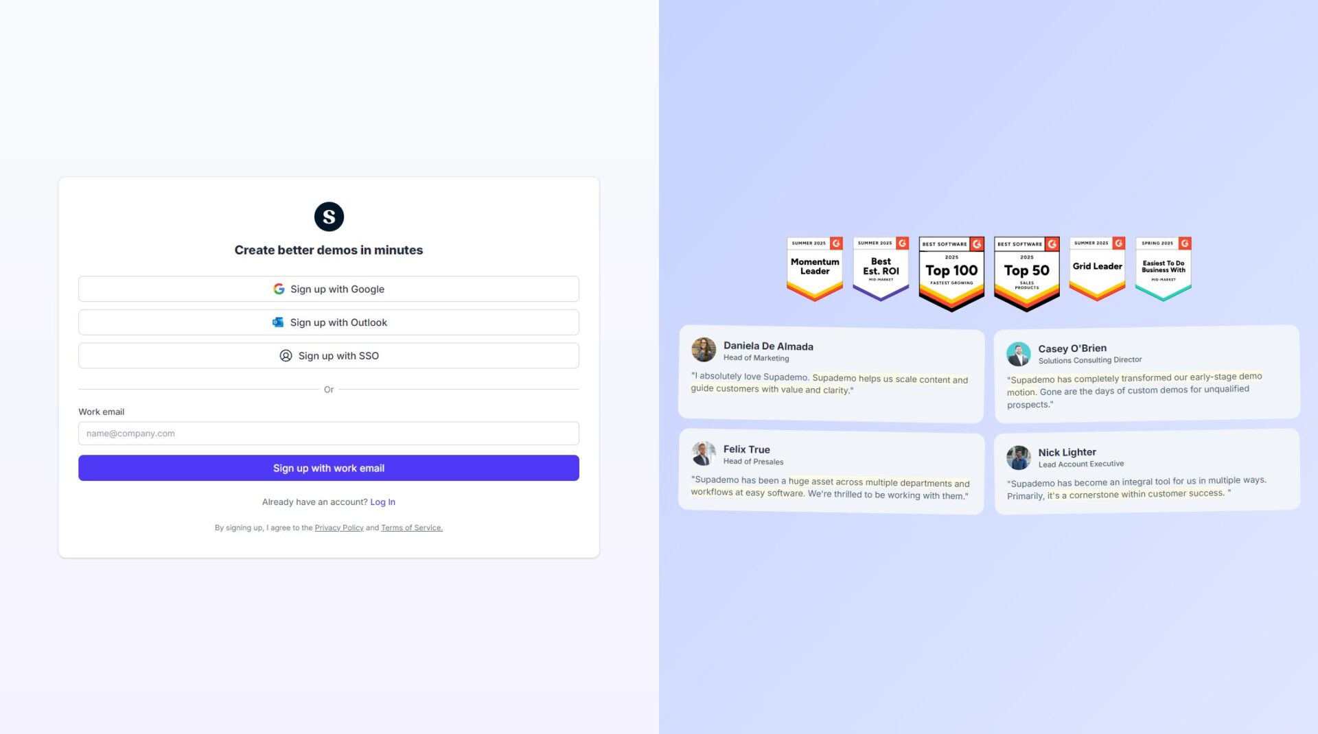 supademo注册登录页