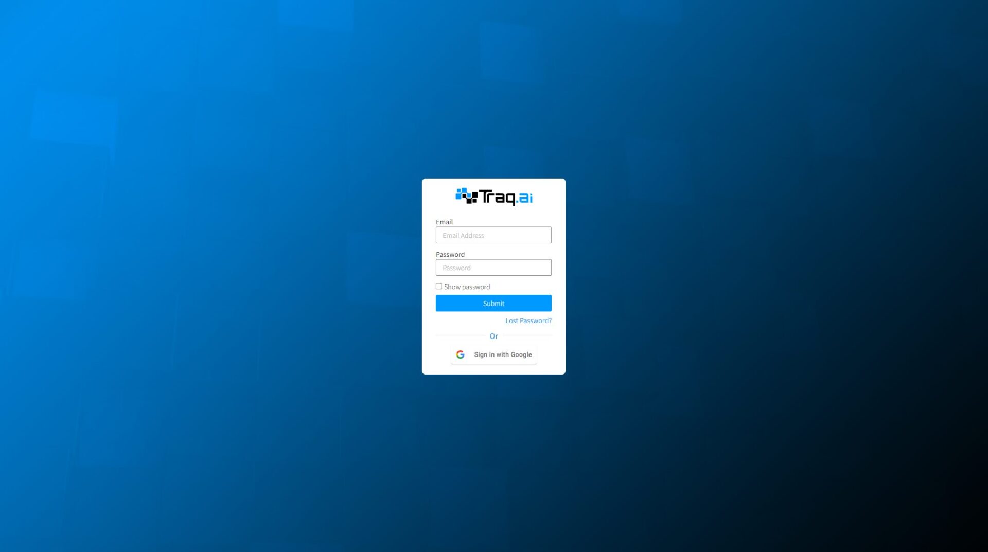 Traq.ai注册登录页