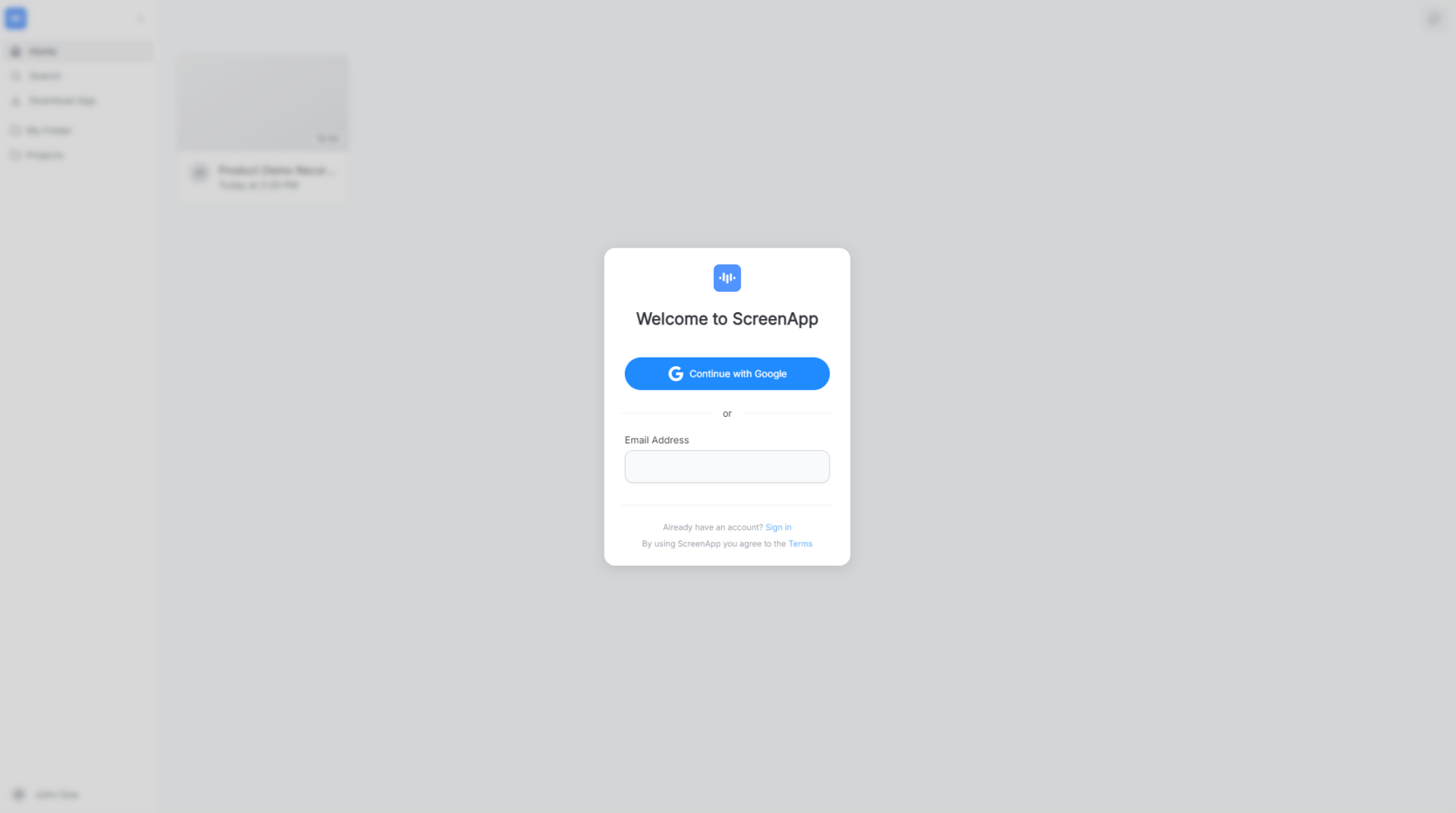 ScreenApp注册登录