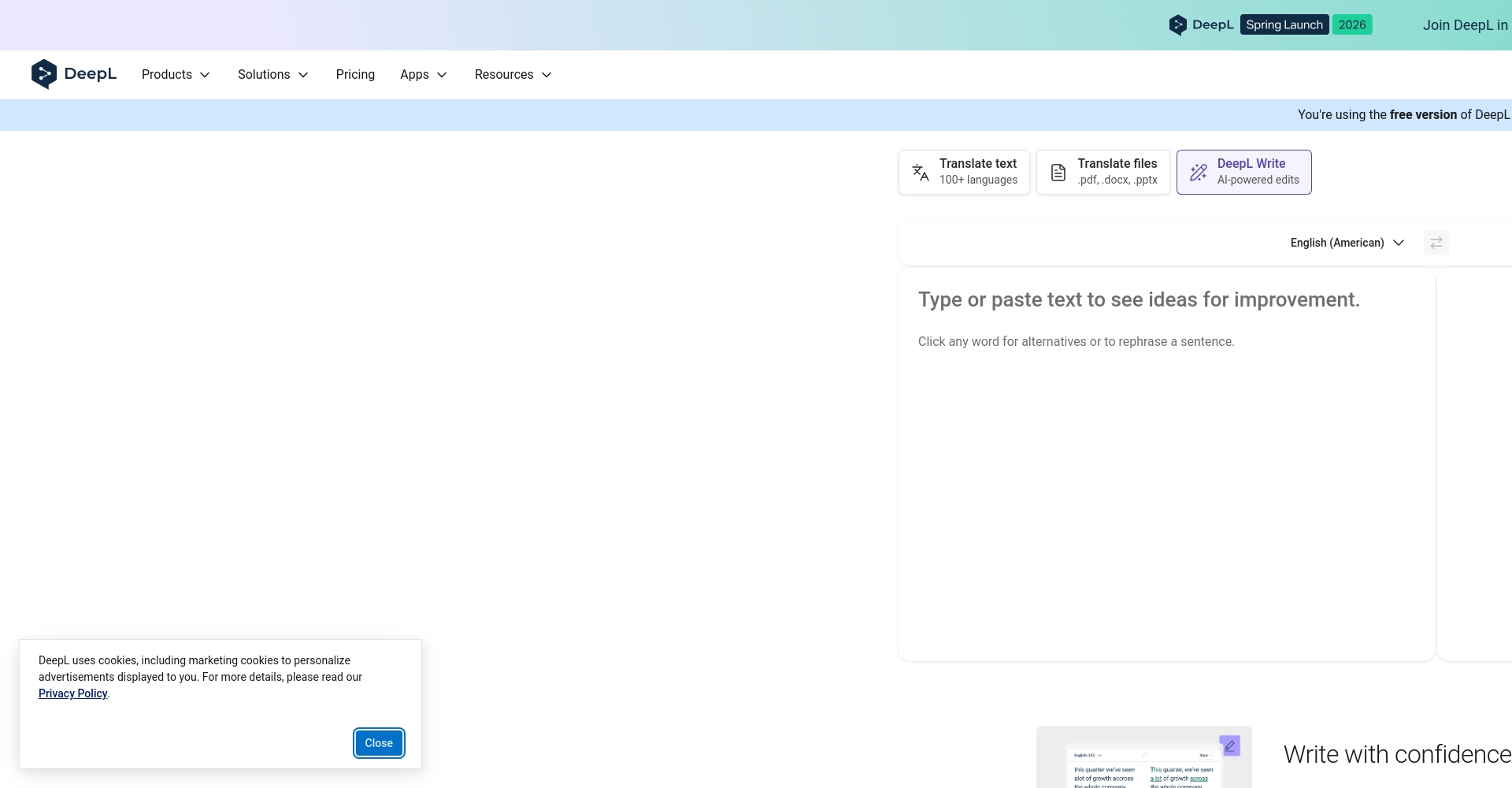 DeepL Write官网截图