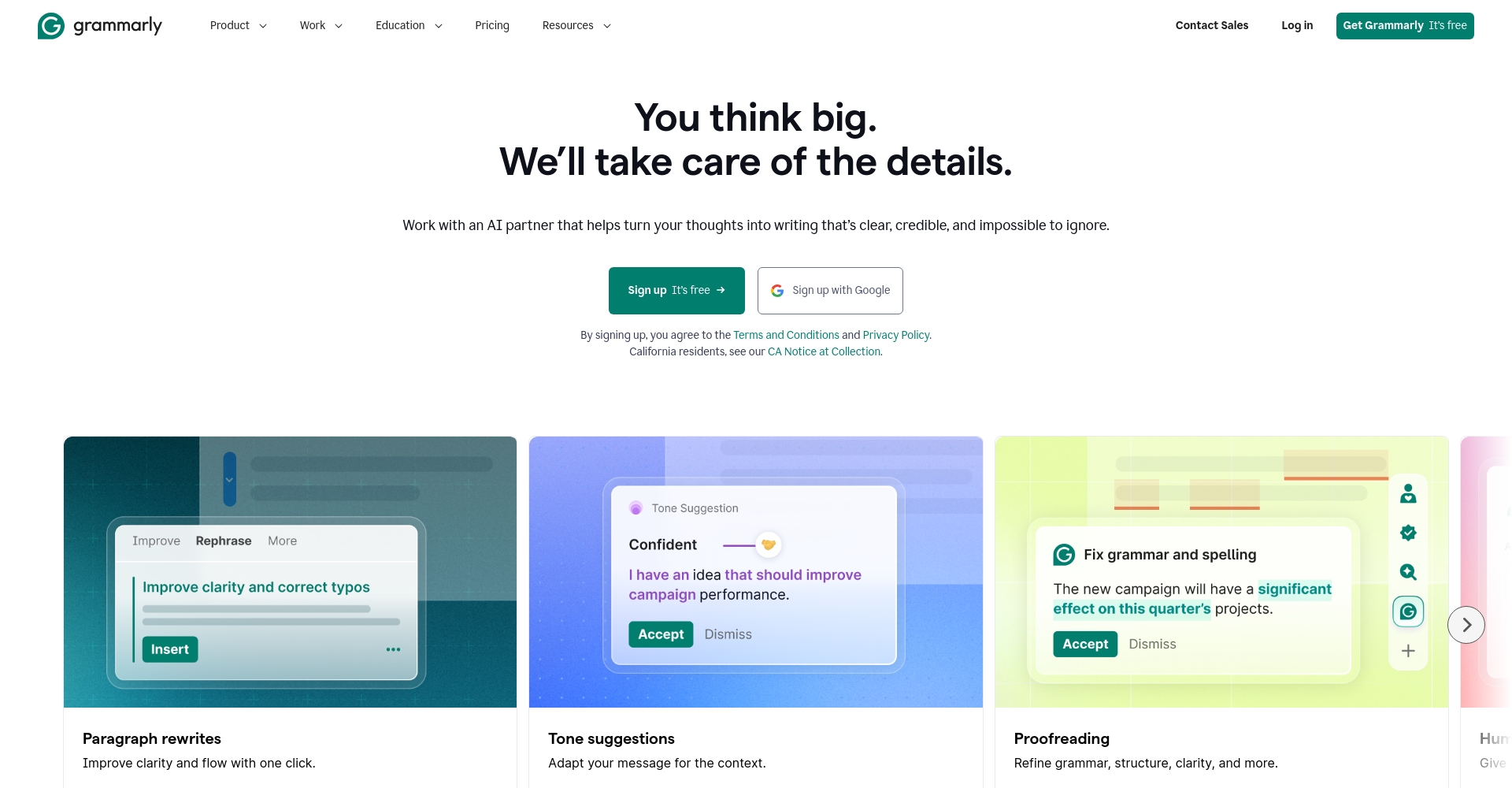 Grammarly官网截图