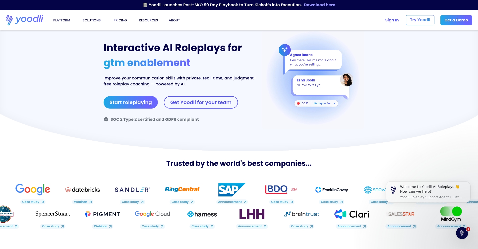 yoodli ai官网首页截图
