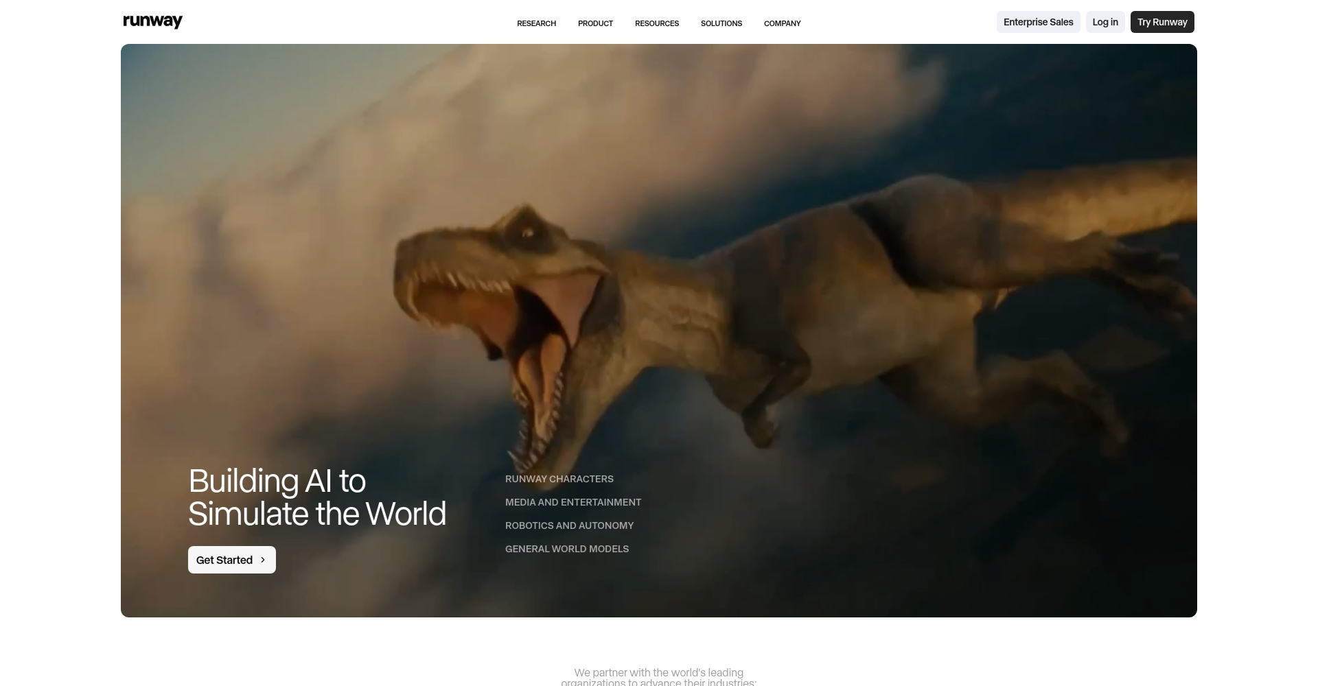 Runway AI视频编辑工具官网界面