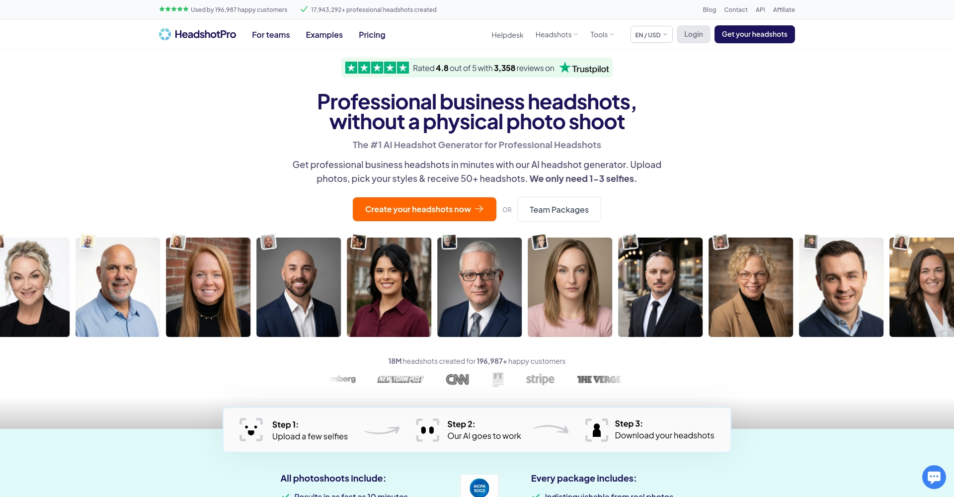 HeadshotPro官网主页