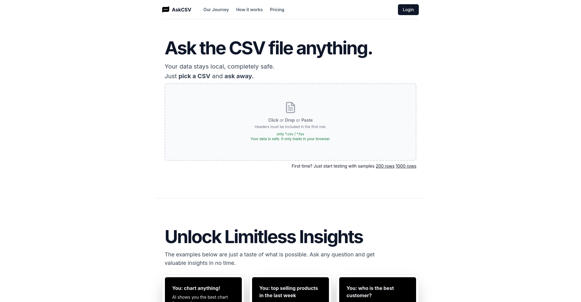 AskCSV官方首页界面截图