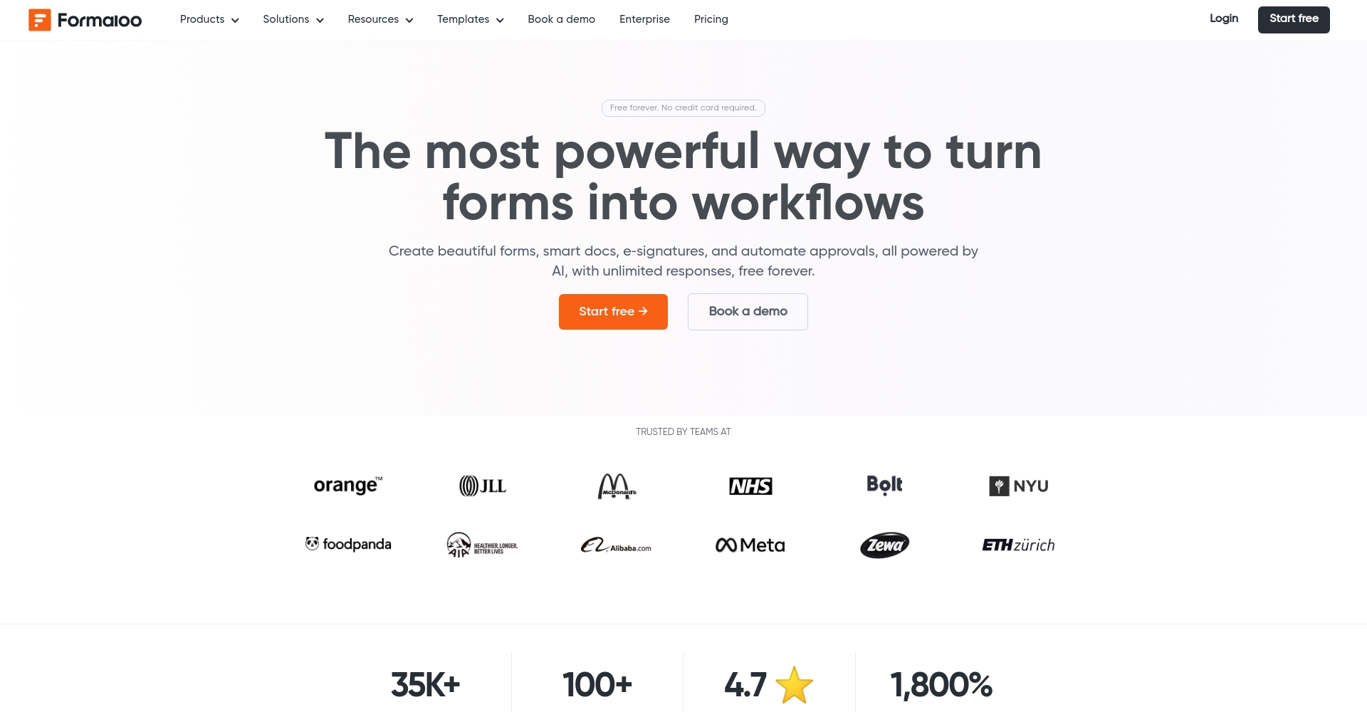 Formaloo官方网站界面