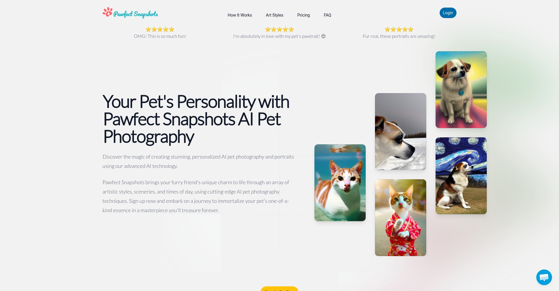 Pawfect Snapshots官网首页截屏