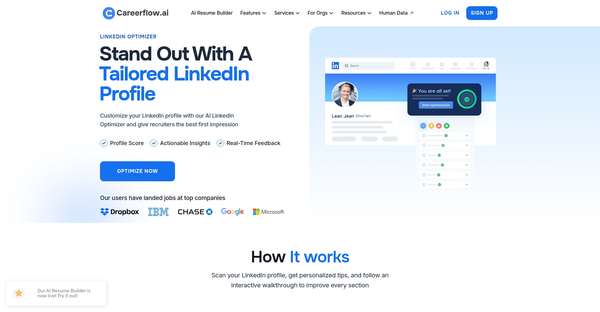 LinkedIn优化工具界面