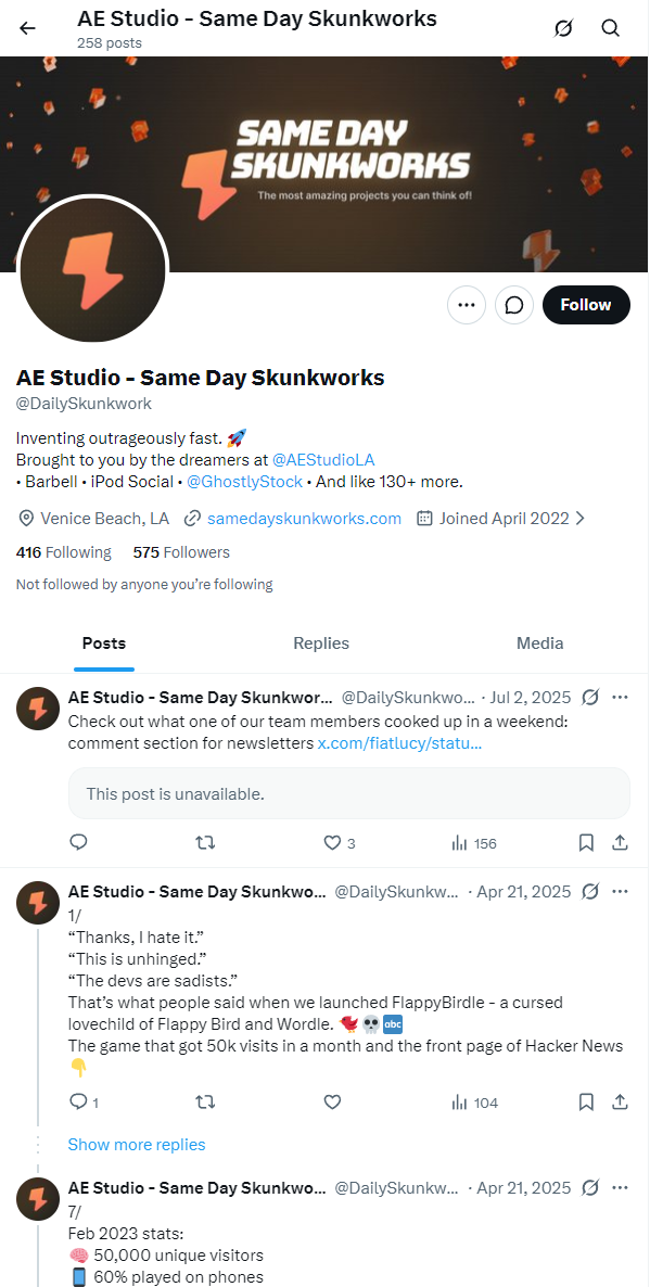 Same Day Skunkworks推特介绍