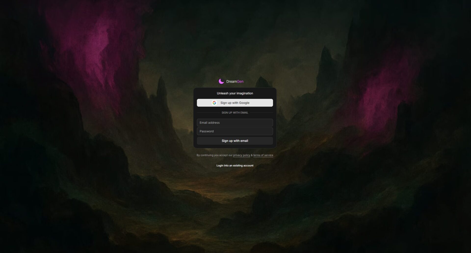 dreamgen ai注册登录页
