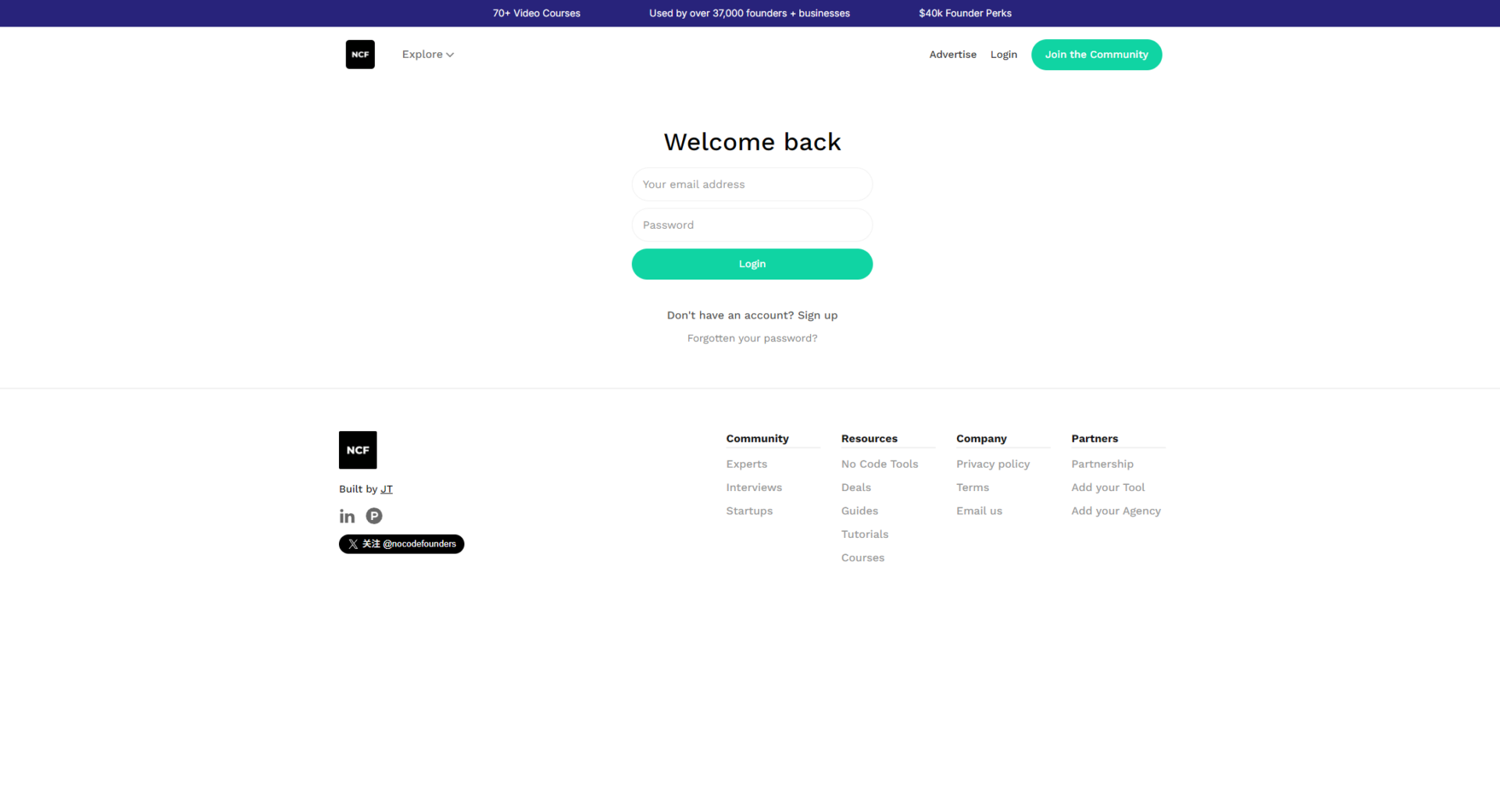No Code Founders注册登录页