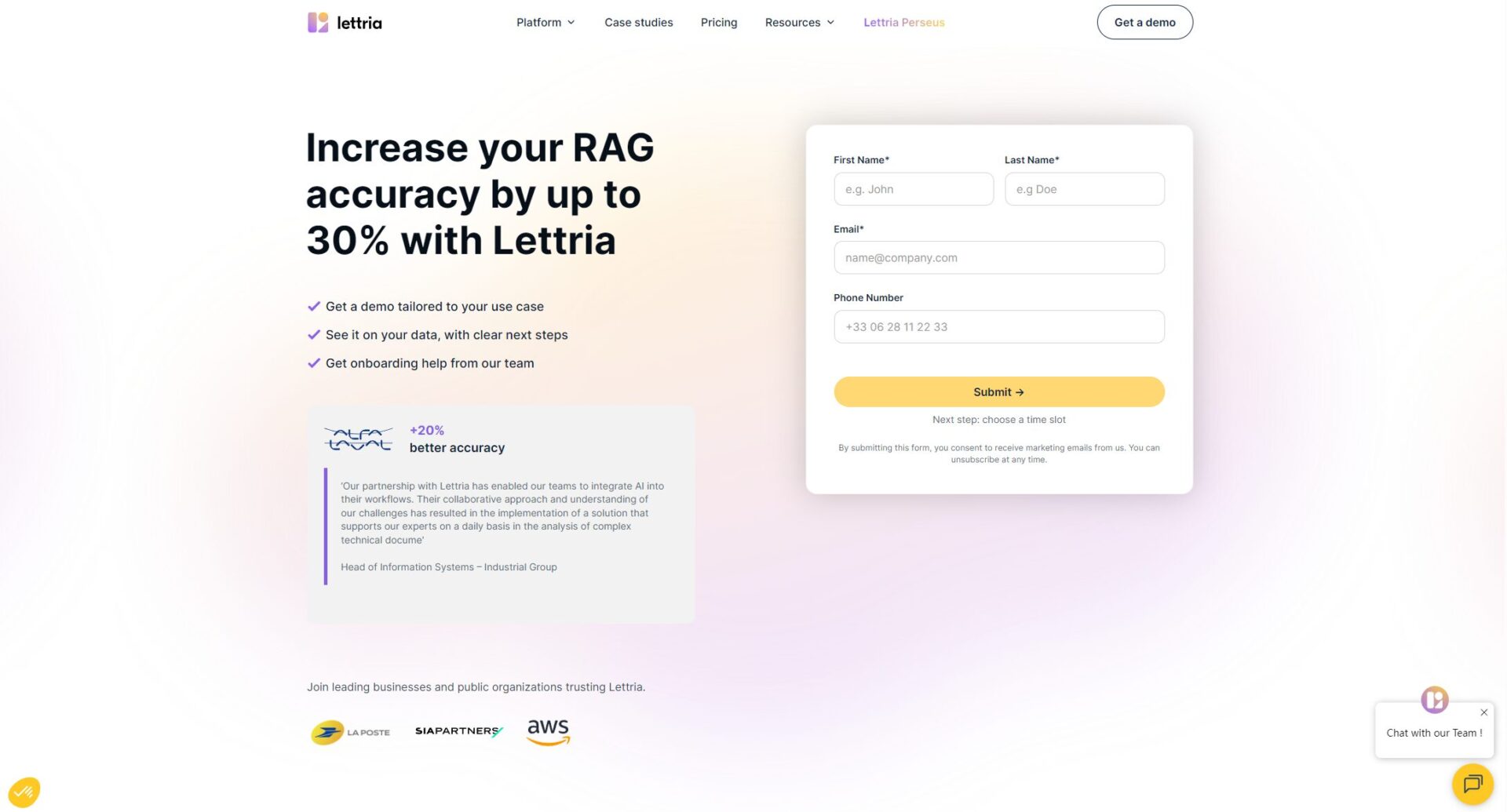 Lettria演示申请页