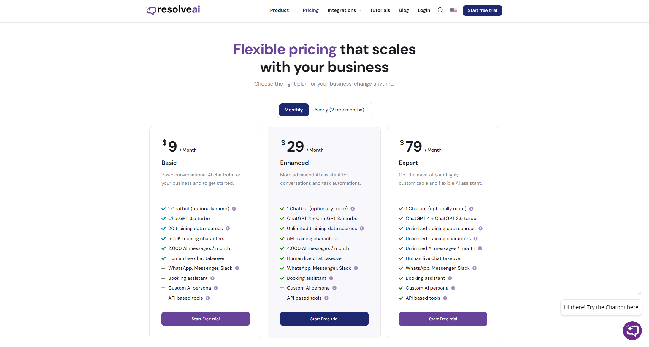 ResolveAI价格方案页
