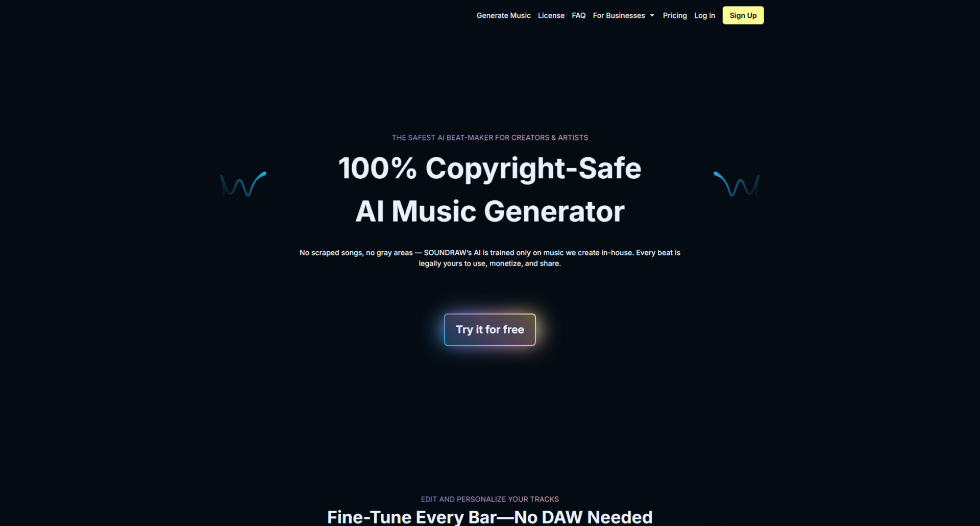 SOUNDRAW官网页