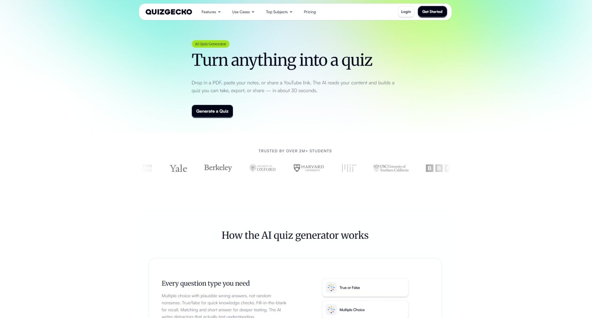 quizgecko com测验生成器