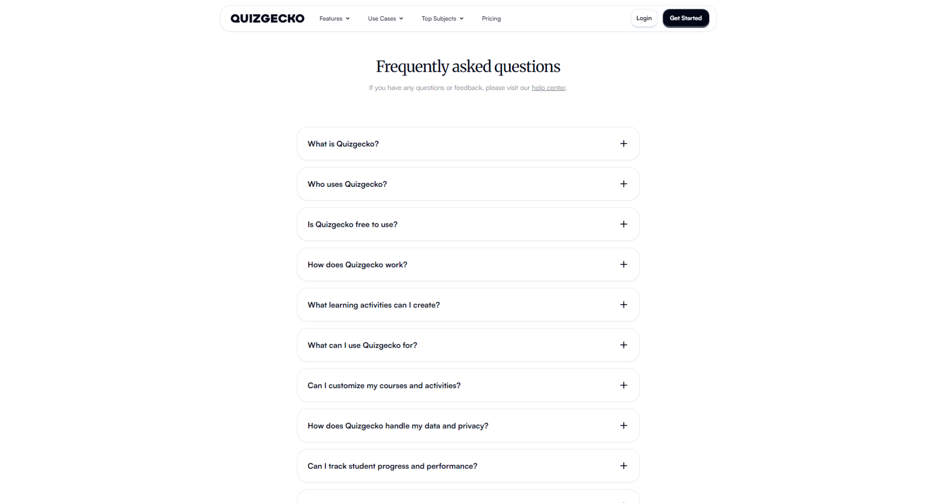 quizgecko com官网FAQ