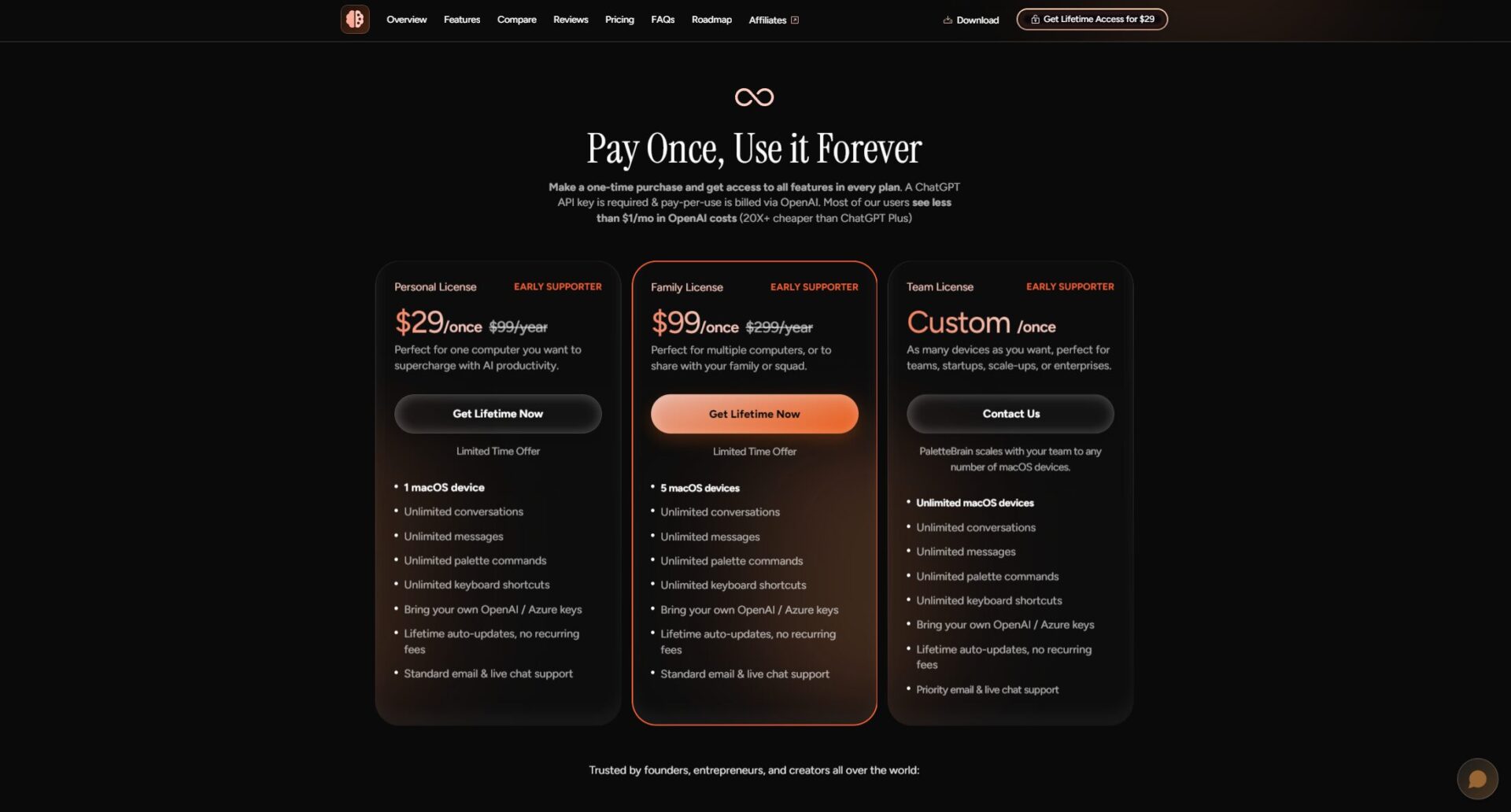 PaletteBrain价格方案页
