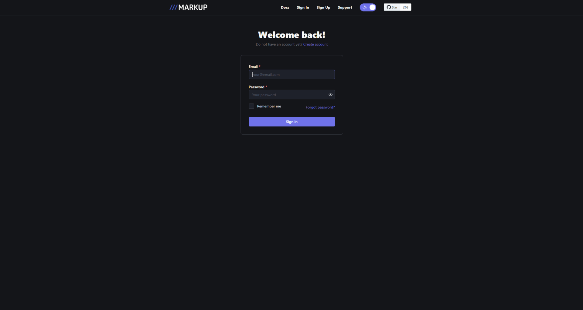 Markup注册登录页