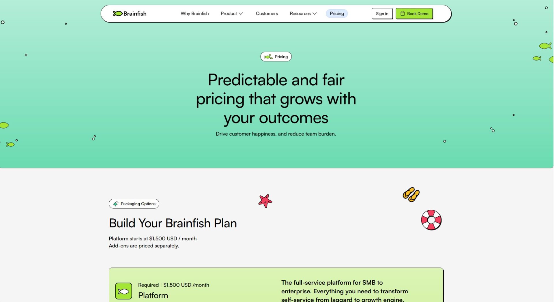 Brainfish价格页面截图